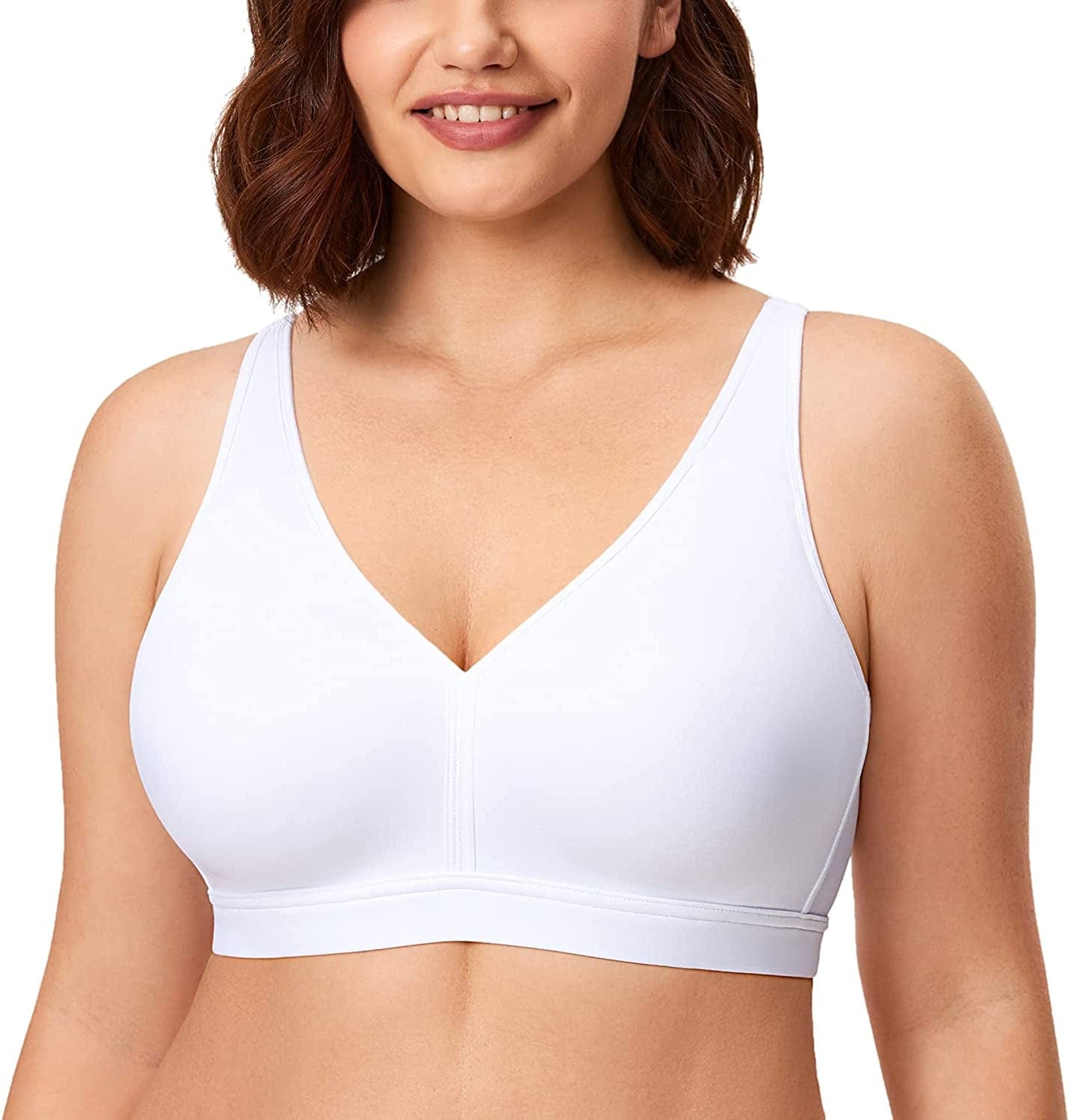 Women'S plus Size Wireless Bra Support Comfort No Padding No Wire Smooth White / 38C