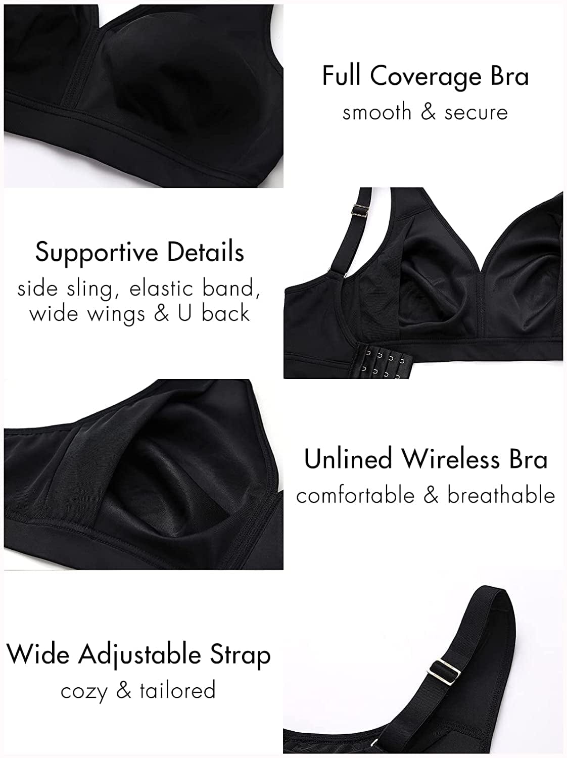 Women'S plus Size Wireless Bra Support Comfort No Padding No Wire Smooth