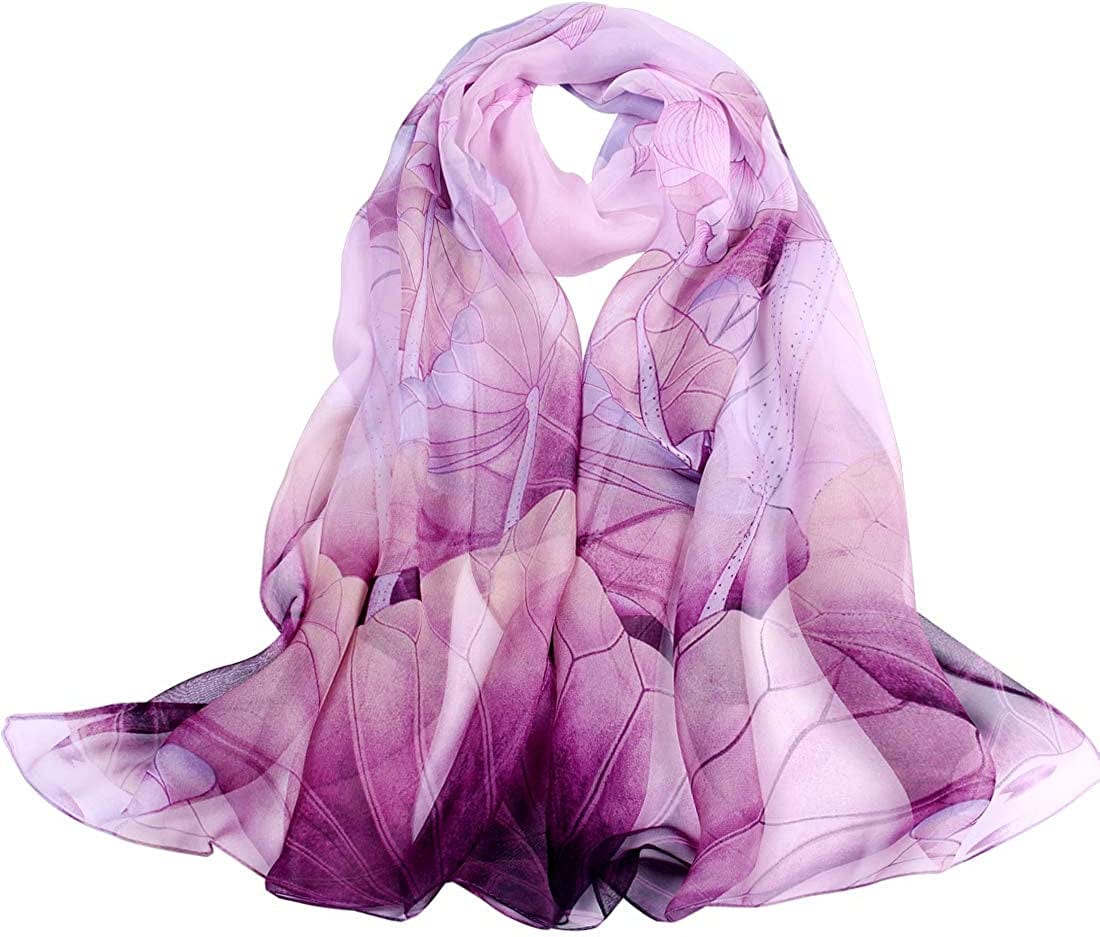 Women'S Polyester Chiffon Scarf Neck Fashionable Printing Floral Country Style Lightweight Scarves for Ladies and Girls Apparel & Accessories > Clothing Accessories > Scarves & Shawls Persmileful 2