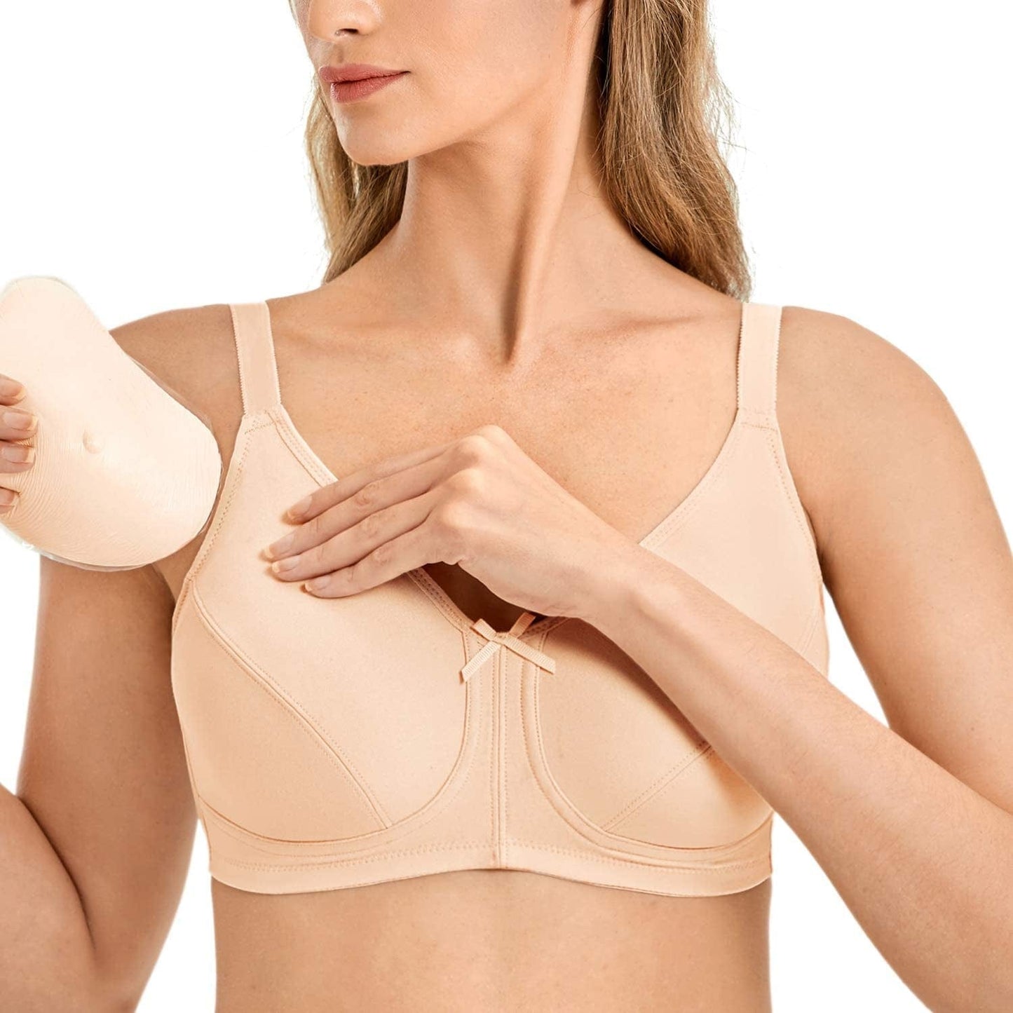 Women'S Post Surgery Bra Full Coverage Wireless Pocketed Mastectomy Bras Beige / 38E