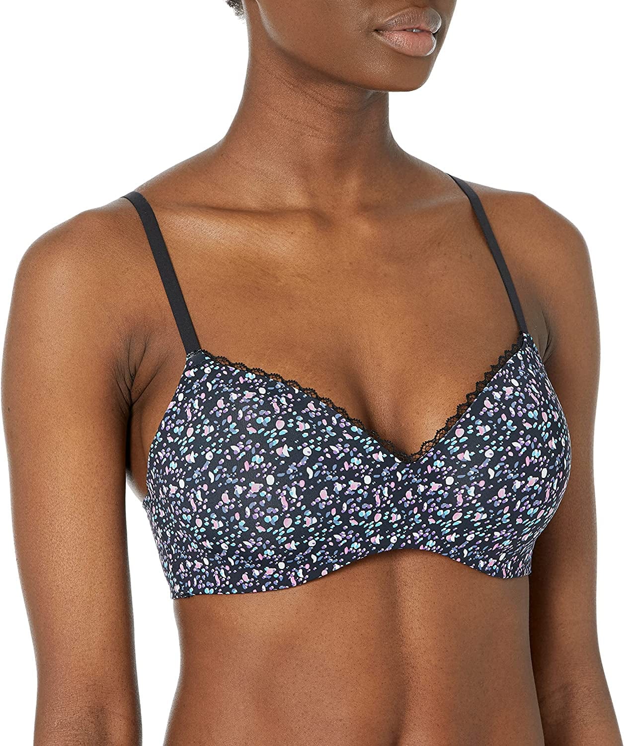 Women'S Pure Comfort T-Shirt Wireless Bra Dm7681 Painted Dot - Black / X-Large