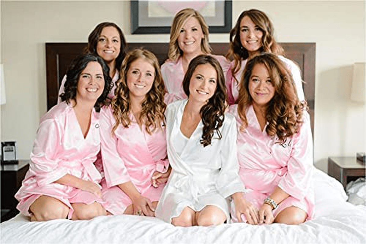Women'S Pure Short Satin Robes Bridesmaid and Bride Silky Robes Summer Sleepwear Apparel & Accessories > Clothing > Sleepwear & Loungewear > Robes MizzGenio
