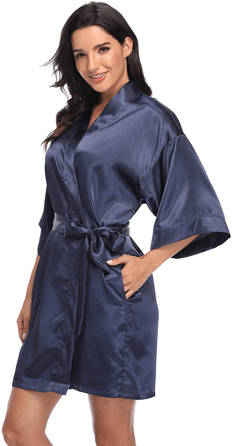 Women'S Pure Short Silky Robes Bridesmaid Bride Party Satin Robes Sleepwear Apparel & Accessories > Clothing > Sleepwear & Loungewear > Robes Super Shopping-zone