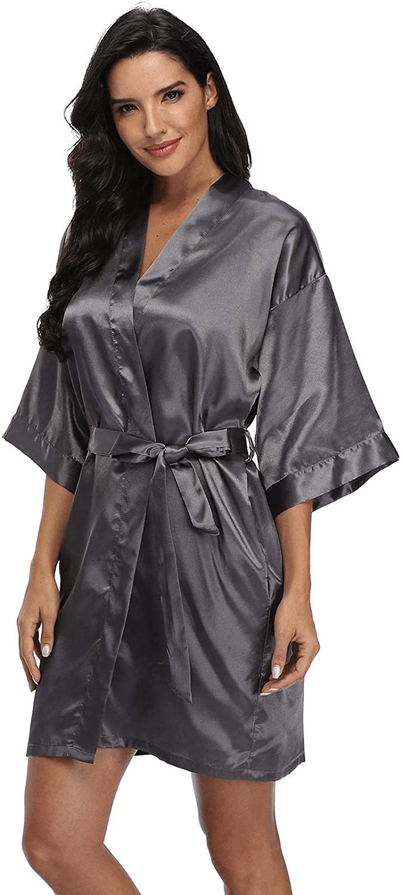 Women'S Pure Short Silky Robes Bridesmaid Bride Party Satin Robes Sleepwear Apparel & Accessories > Clothing > Sleepwear & Loungewear > Robes Super Shopping-zone