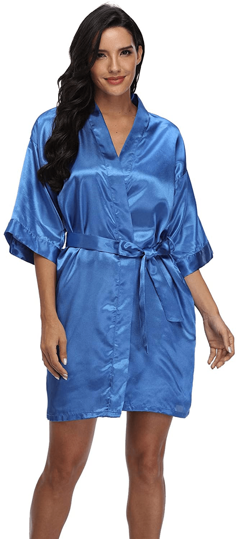 Women'S Pure Short Silky Robes Bridesmaid Bride Party Satin Robes Sleepwear Apparel & Accessories > Clothing > Sleepwear & Loungewear > Robes Super Shopping-zone Royal Blue Small