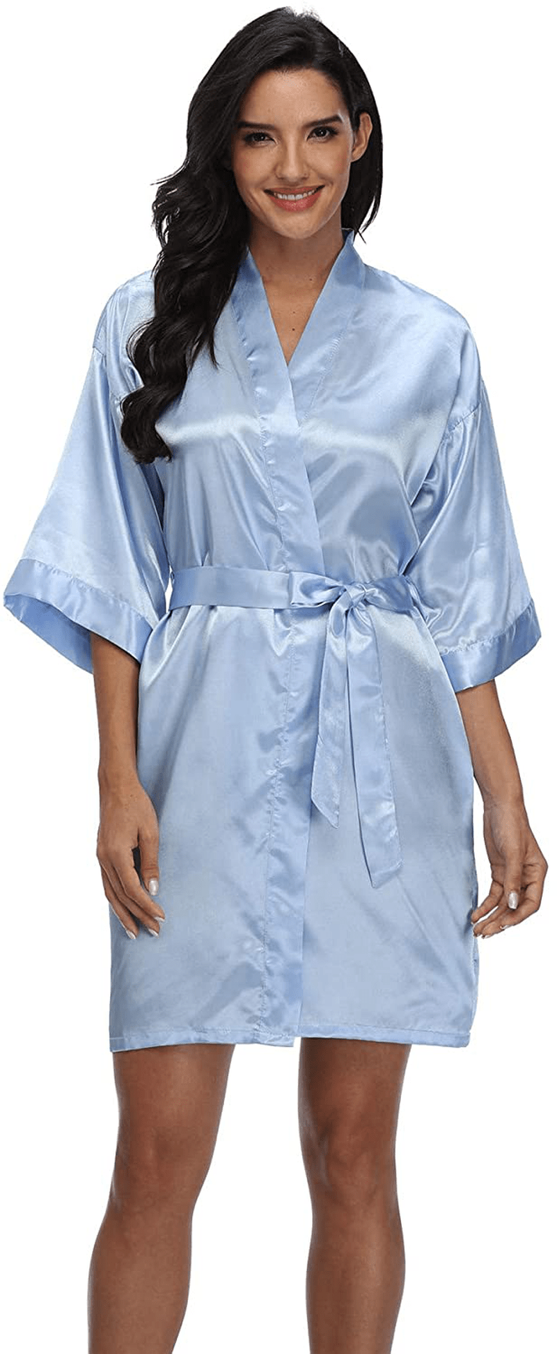 Women'S Pure Short Silky Robes Bridesmaid Bride Party Satin Robes Sleepwear Apparel & Accessories > Clothing > Sleepwear & Loungewear > Robes Super Shopping-zone