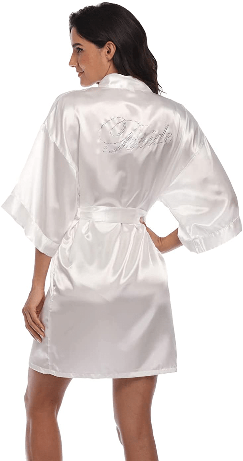 Women'S Pure Short Silky Robes Bridesmaid Bride Party Satin Robes Sleepwear Apparel & Accessories > Clothing > Sleepwear & Loungewear > Robes Super Shopping-zone