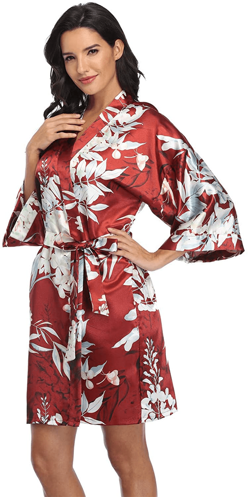 Women'S Pure Short Silky Robes Bridesmaid Bride Party Satin Robes Sleepwear Apparel & Accessories > Clothing > Sleepwear & Loungewear > Robes Super Shopping-zone
