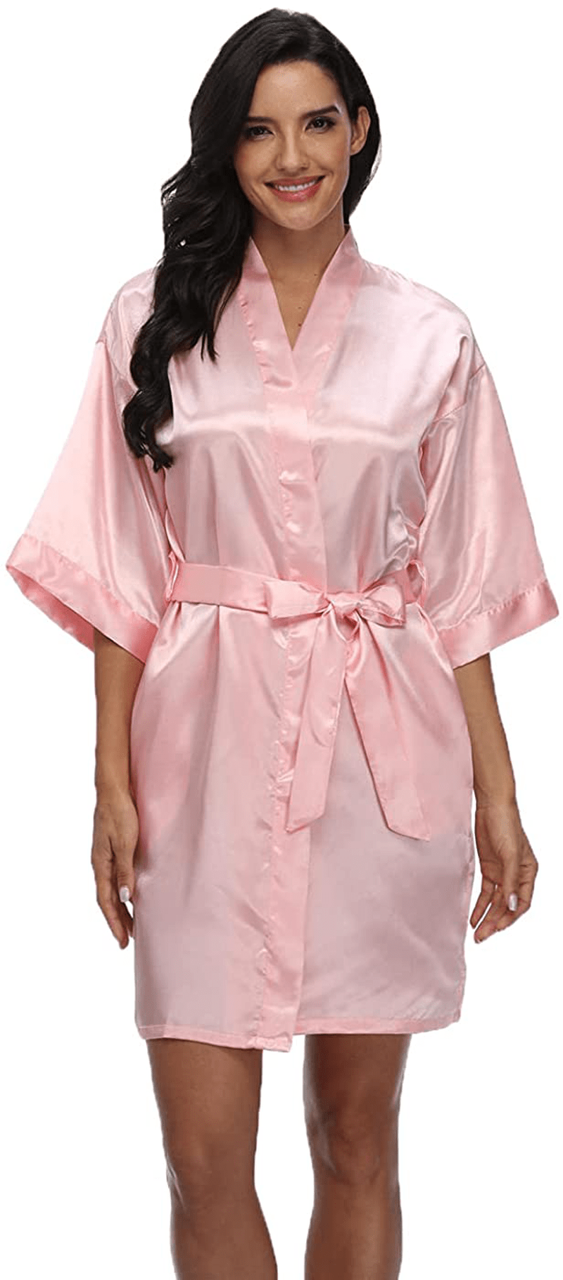 Women'S Pure Short Silky Robes Bridesmaid Bride Party Satin Robes Sleepwear Apparel & Accessories > Clothing > Sleepwear & Loungewear > Robes Super Shopping-zone Pink2 Small