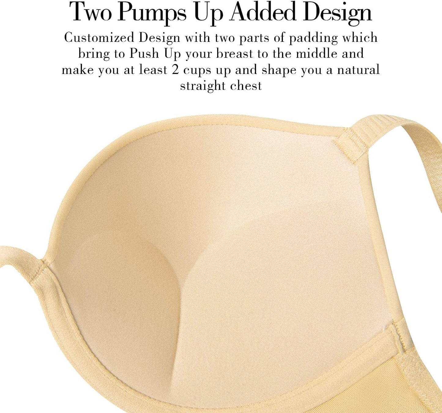 Women'S Push up Bra Deep V Plunge Underwire T-Shirt Bra Multiway 2 Cups Up