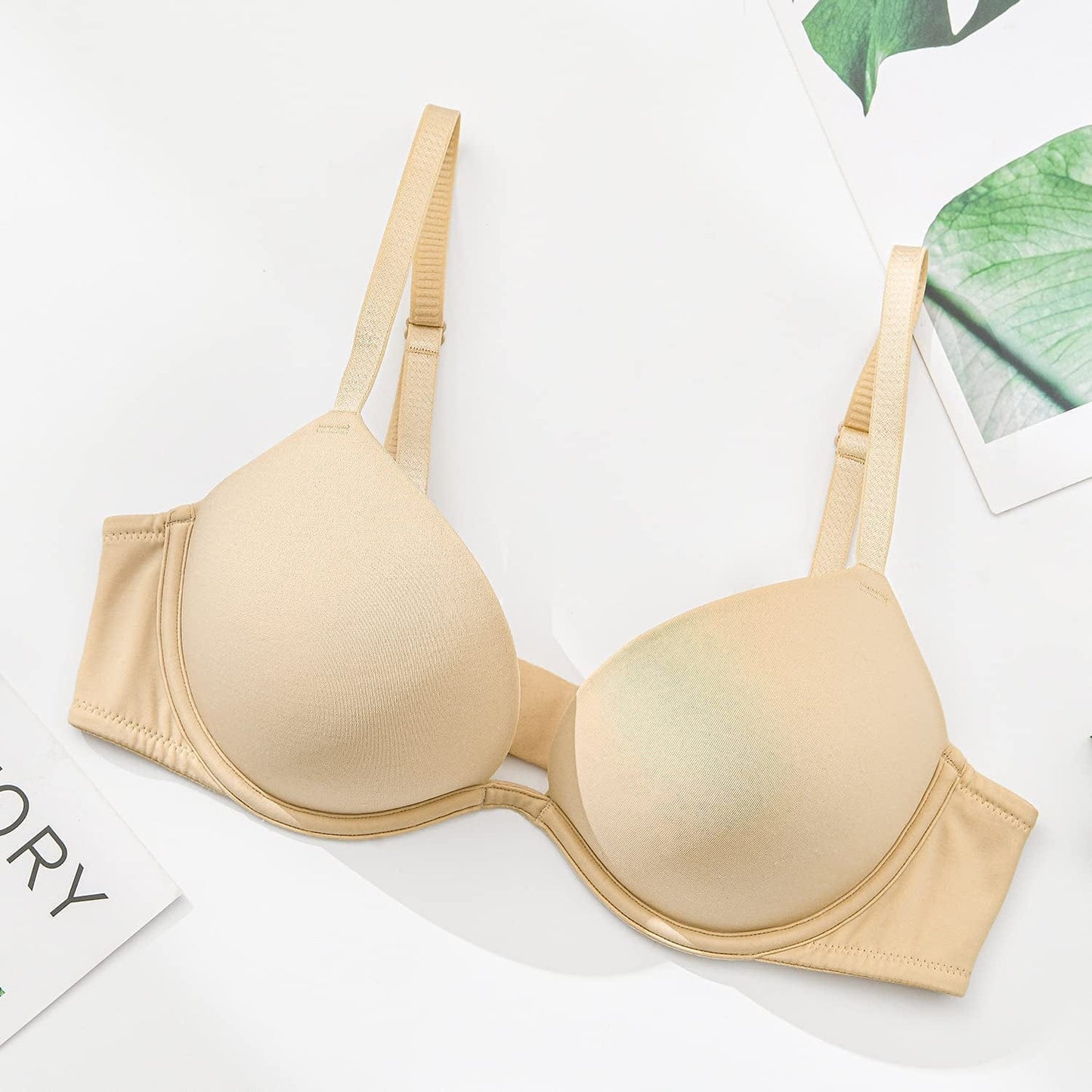 Women'S Push up Bra Deep V Plunge Underwire T-Shirt Bra Multiway 2 Cups Up