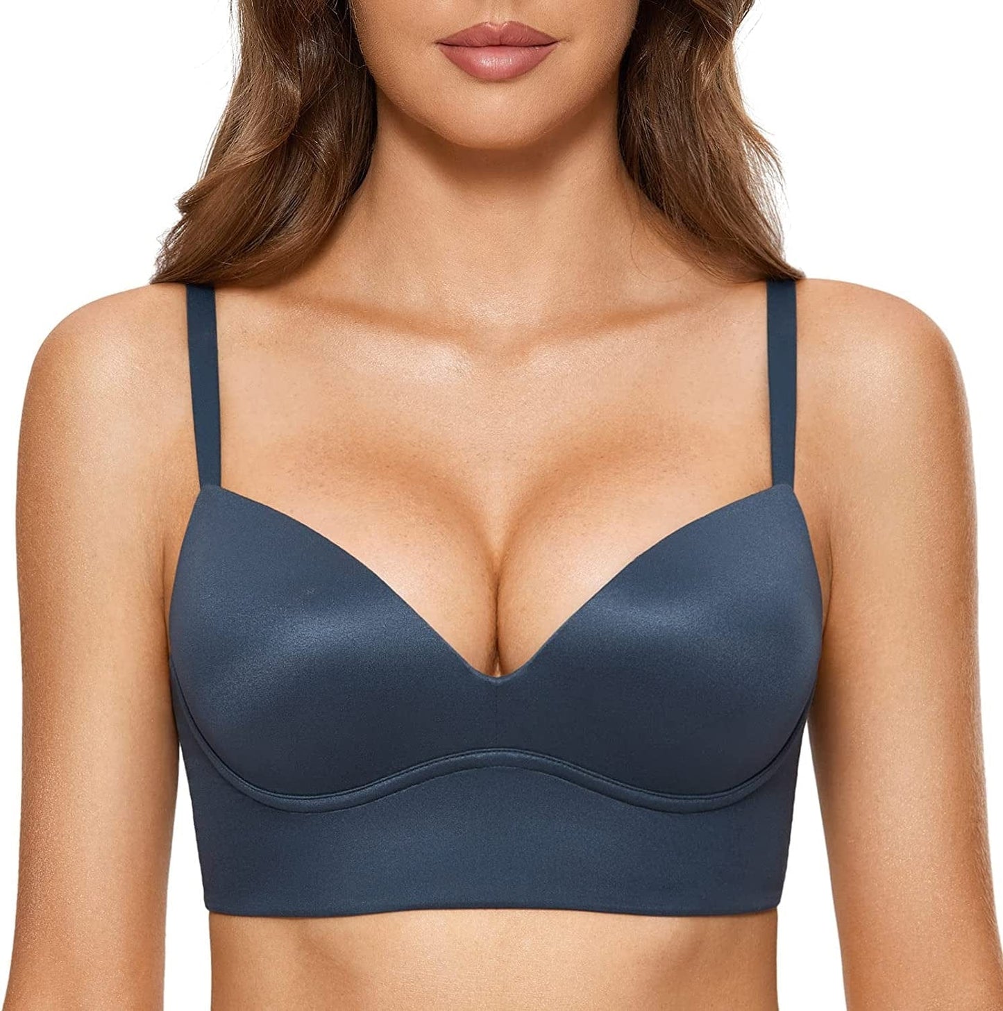 Women'S Push up Wireless Bra Padded T Shirt Bras No Underwire Plunge Sargasso / 38D