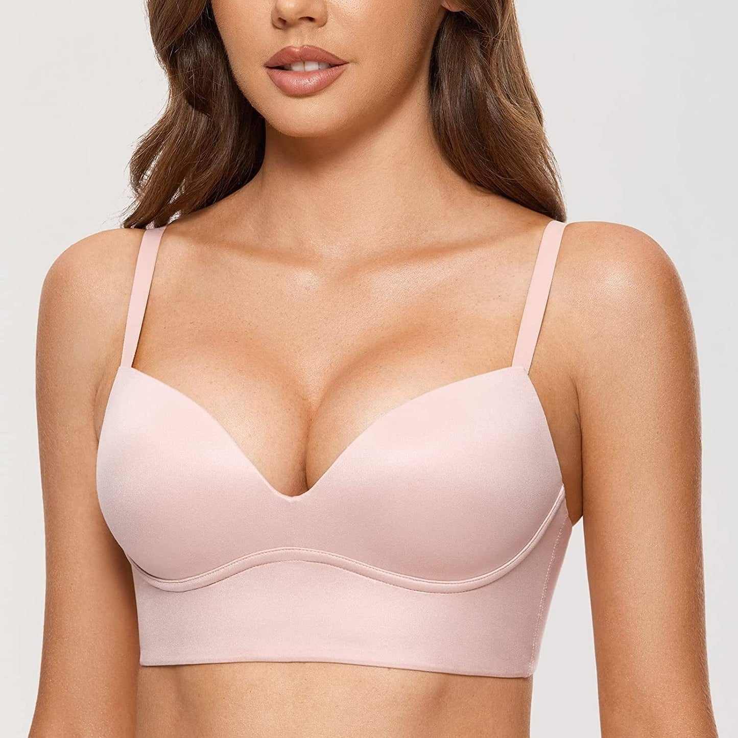 Women'S Push up Wireless Bra Padded T Shirt Bras No Underwire Plunge