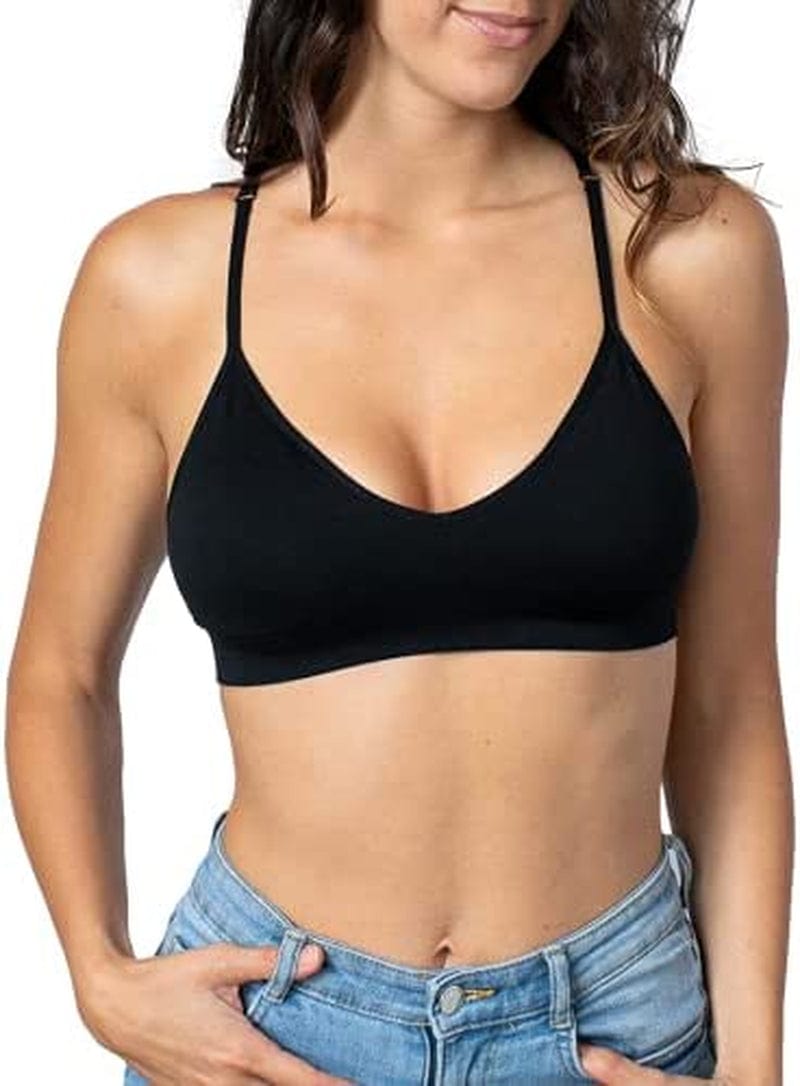 Women'S Racerback Bralette Sexy Everyday Basic Deep V-Neck Wireless W/Removable Padding Bra