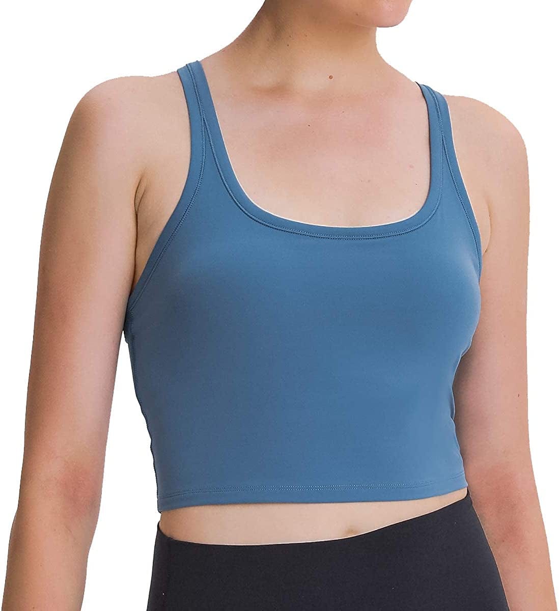 Women'S Racerback Sports Bra Removable Padded Yoga Crop Top Fitness Workout Running Tank Tops Navy Blue / XX-Large