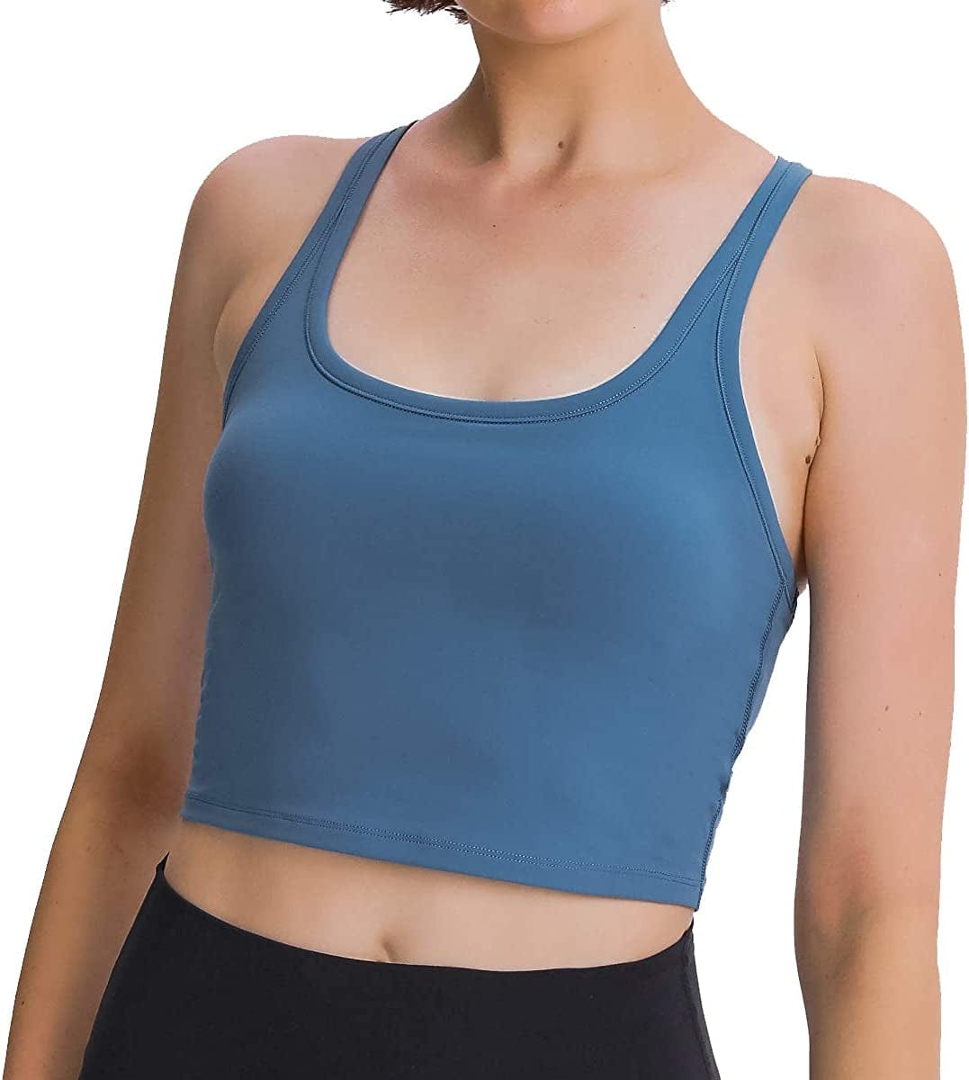 Women'S Racerback Sports Bra Removable Padded Yoga Crop Top Fitness Workout Running Tank Tops Navy Blue / XX-Large