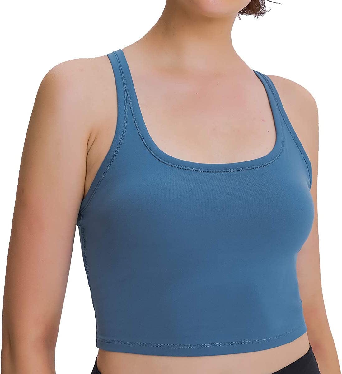 Women'S Racerback Sports Bra Removable Padded Yoga Crop Top Fitness Workout Running Tank Tops Navy Blue / XX-Large