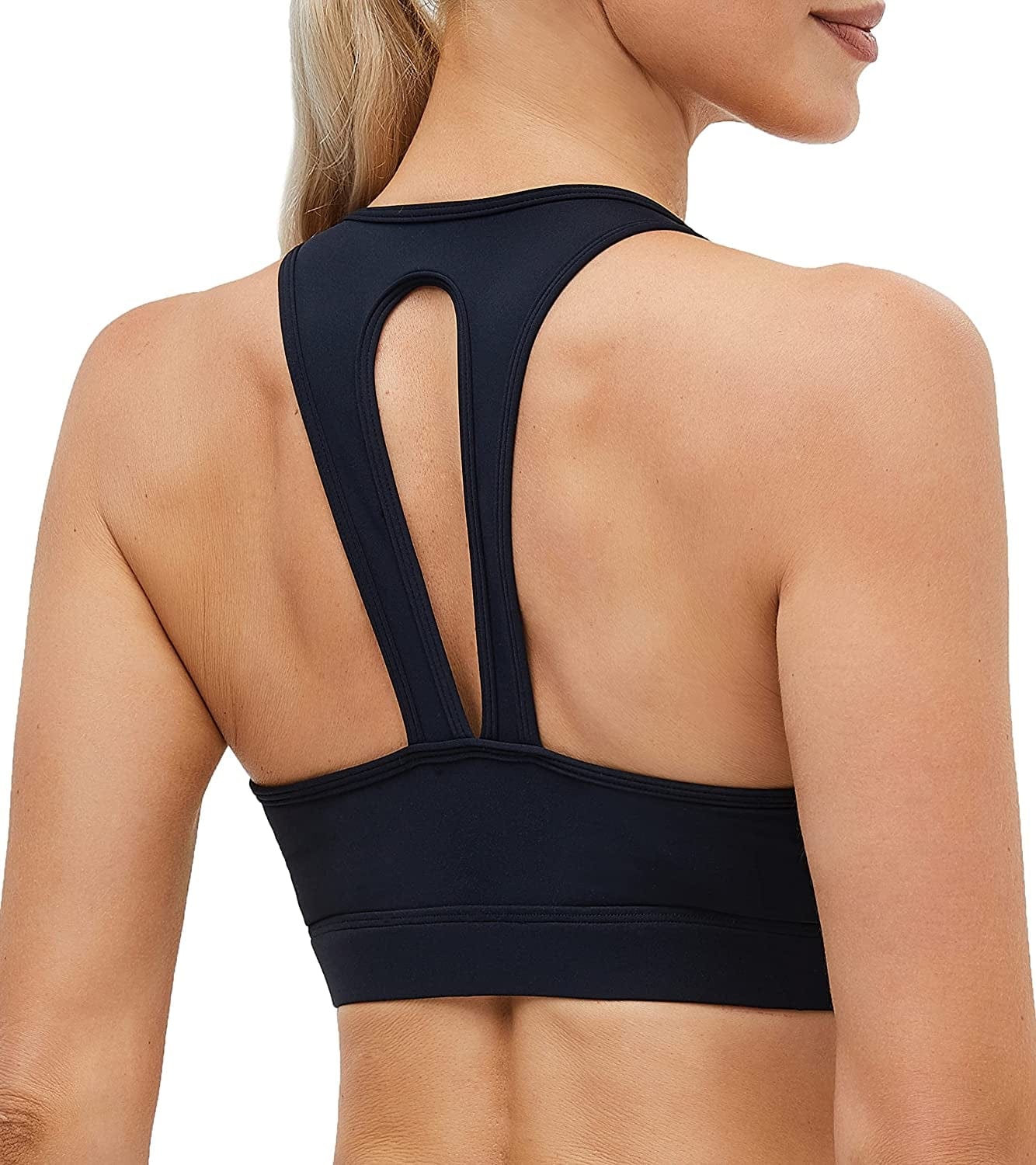 Women'S Racerback Sports Fitness Support Workout Running Bras Open Back Black / X-Small