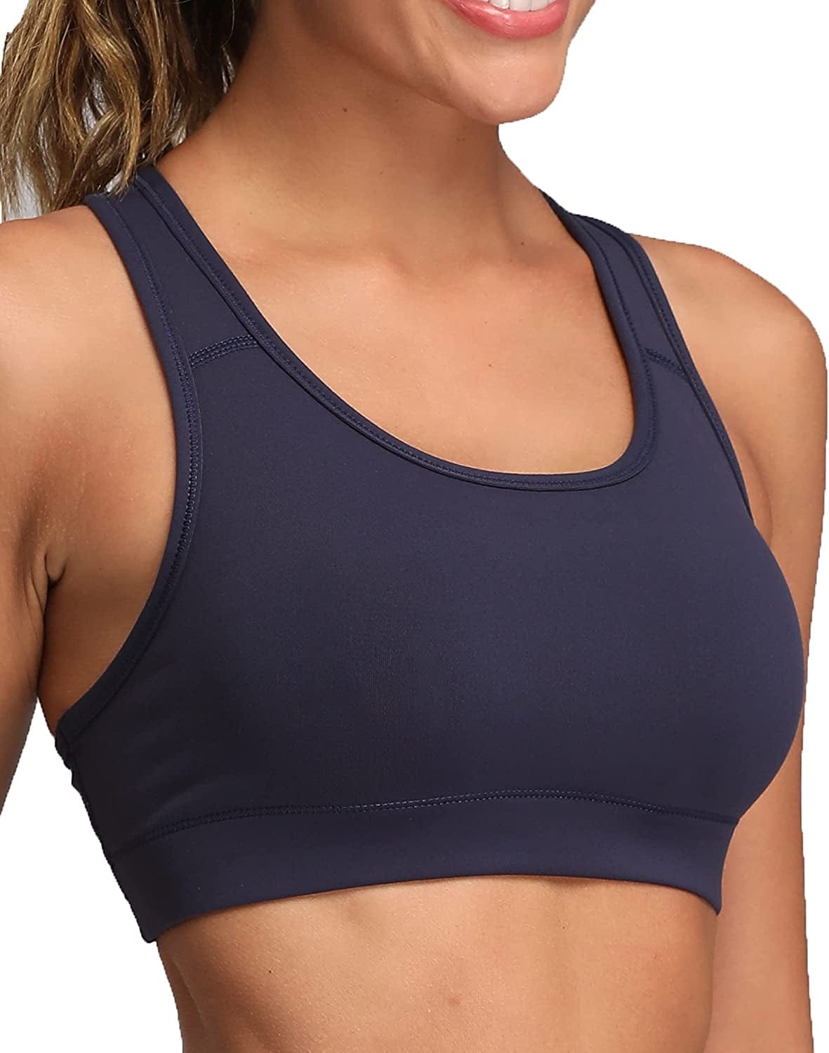 Women'S Racerback Sports Fitness Support Workout Running Bras Charcoal / Large