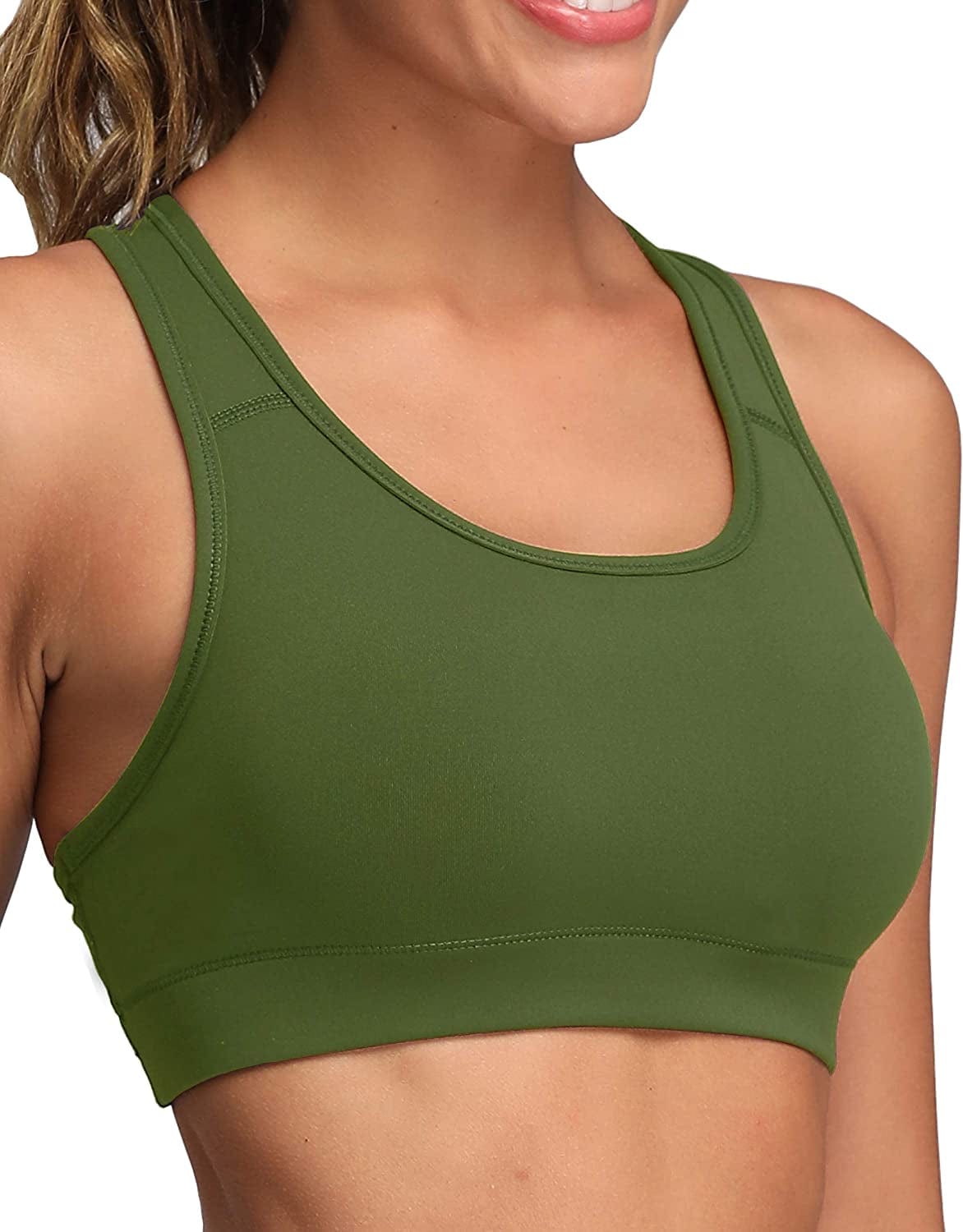 Women'S Racerback Sports Fitness Support Workout Running Bras Olive / Army Green / Small