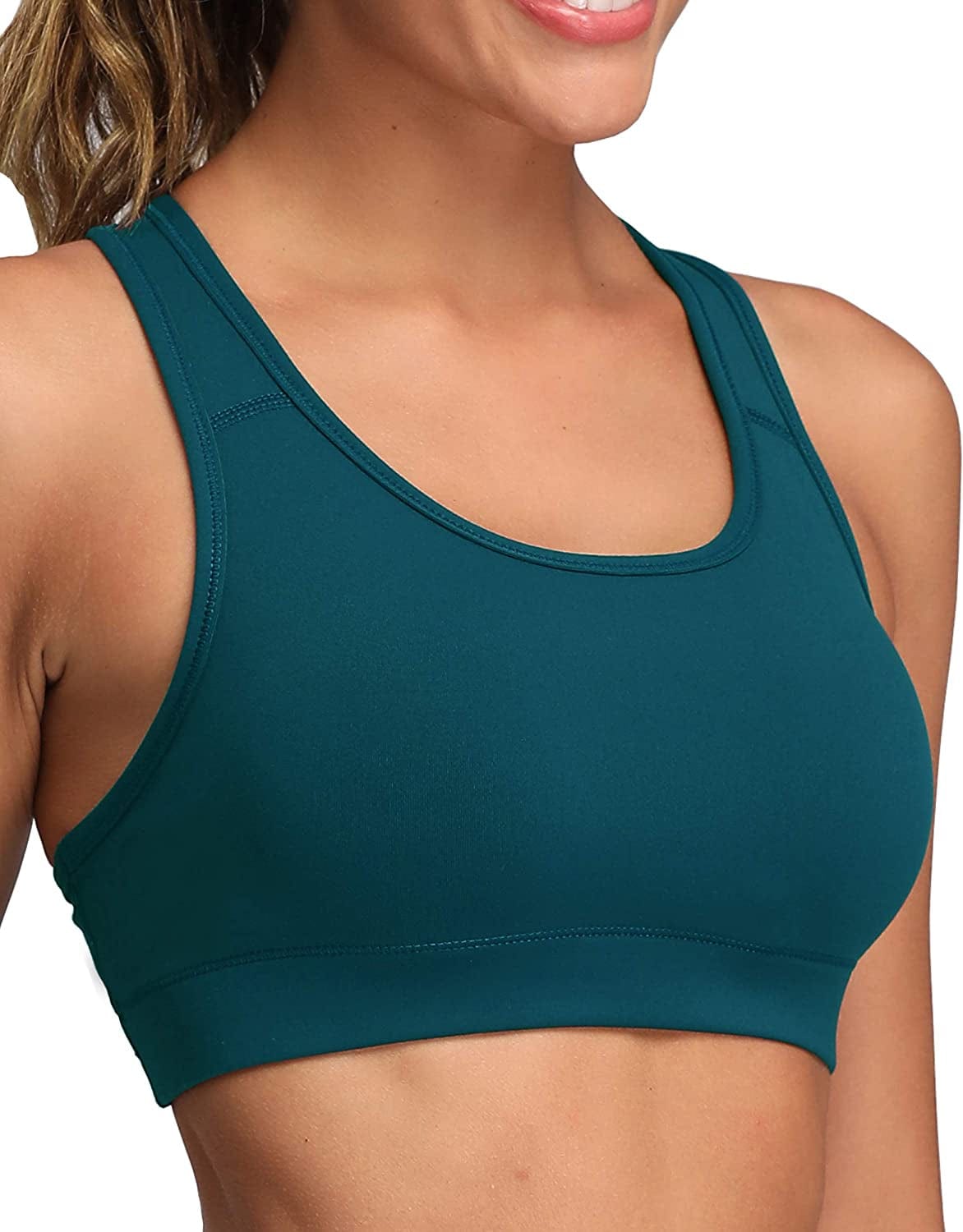 Women'S Racerback Sports Fitness Support Workout Running Bras Teal / X-Small