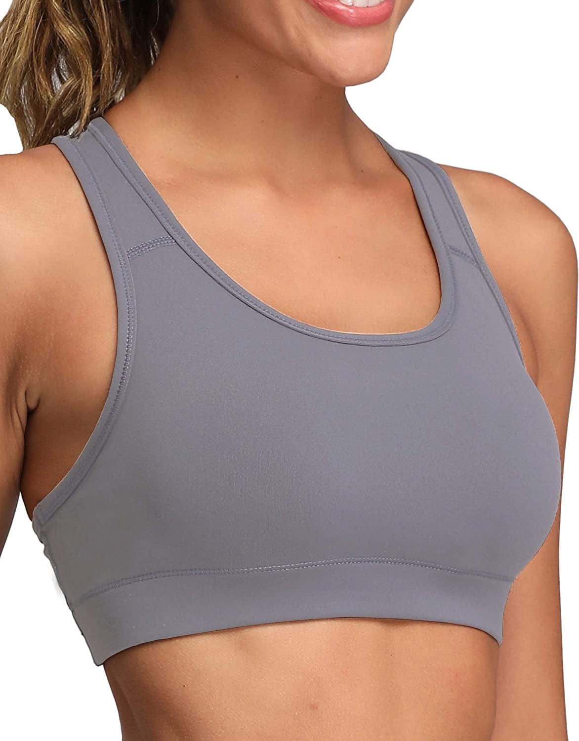Women'S Racerback Sports Fitness Support Workout Running Bras Light Grey / Medium
