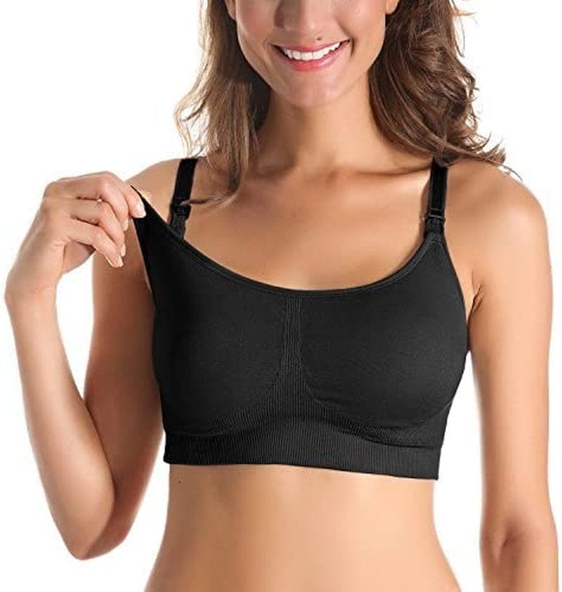 Women'S Racerback Support Seamless Maternity Nursing Bra Black / Large