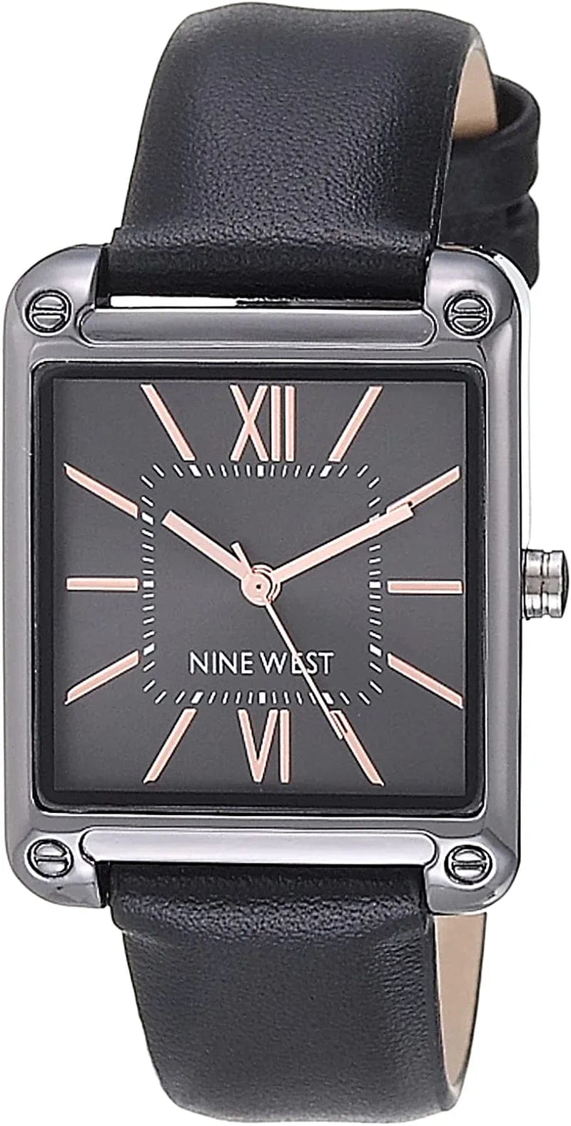 Women'S Rectangular Case Strap Watch Black/Gunmetal Grey