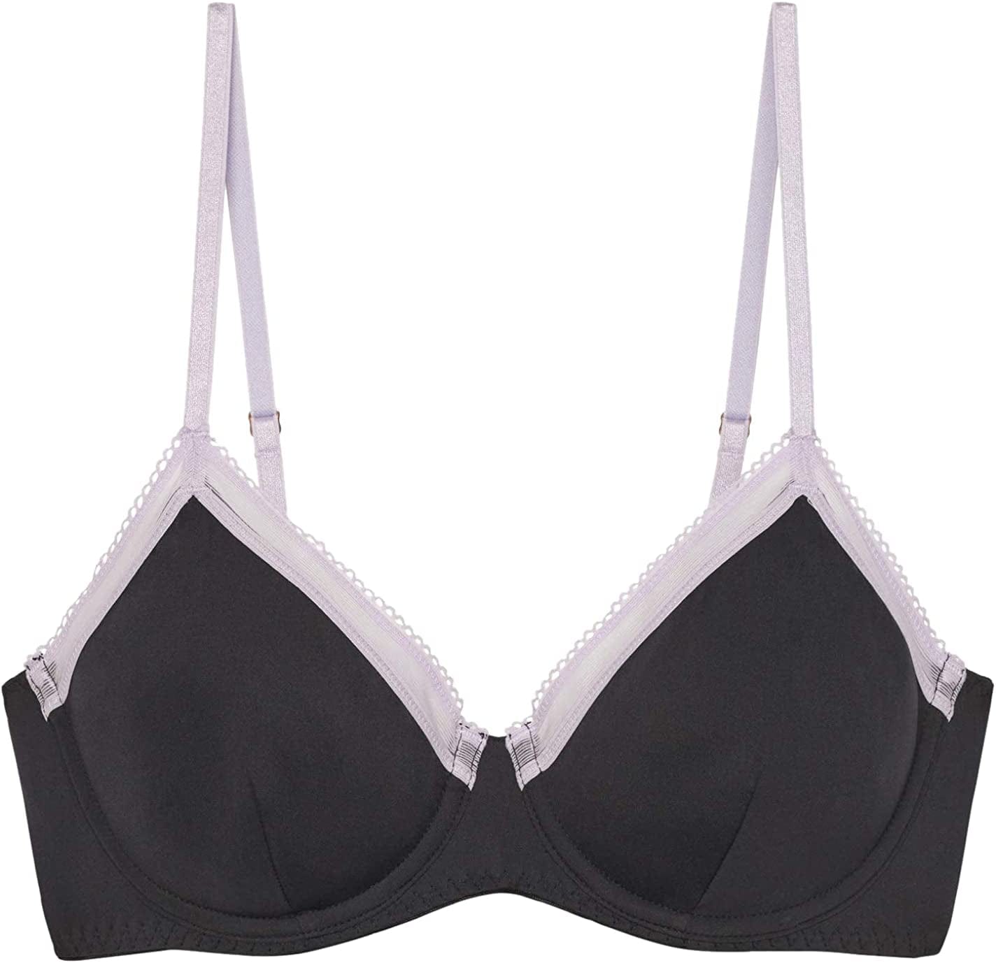 Women'S Reg Unlined Microfiber Demi Cup Bra Black Caviar / 32A