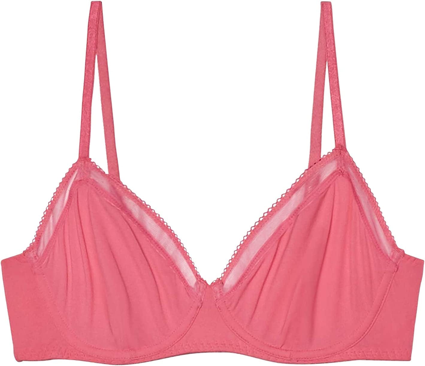 Women'S Reg Unlined Microfiber Demi Cup Bra Pink Lollipop / 36C