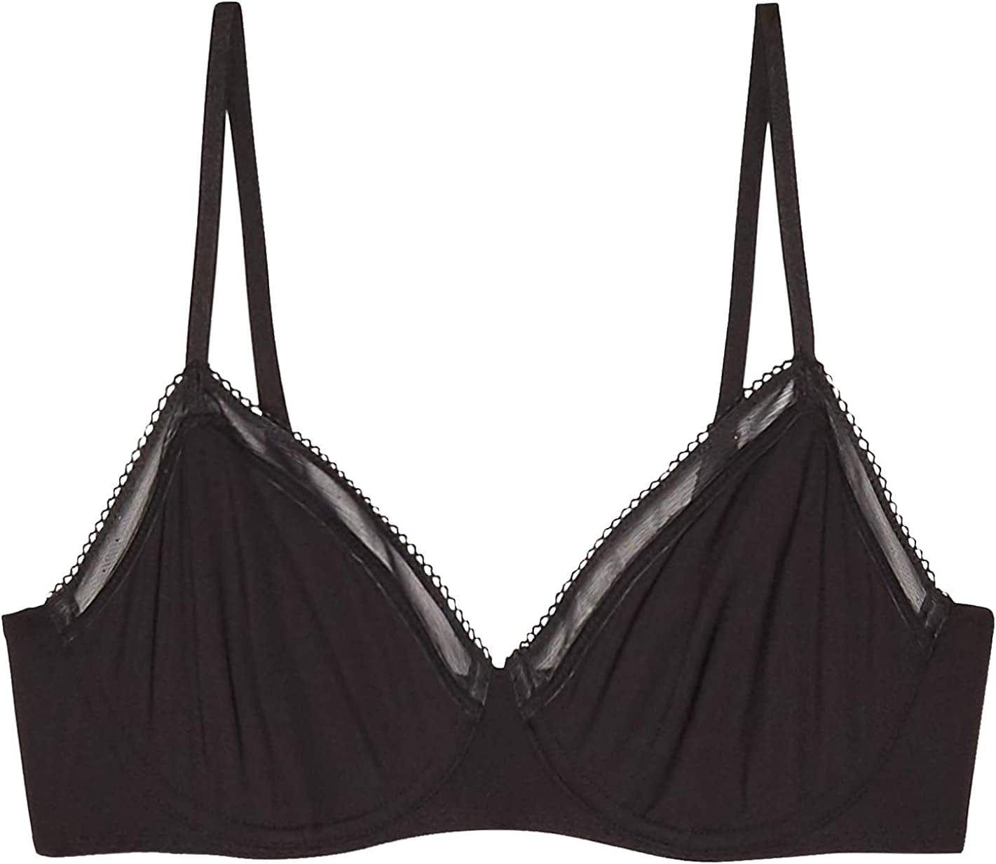 Women'S Reg Unlined Microfiber Demi Cup Bra Black Caviar/Black Caviar / 36C
