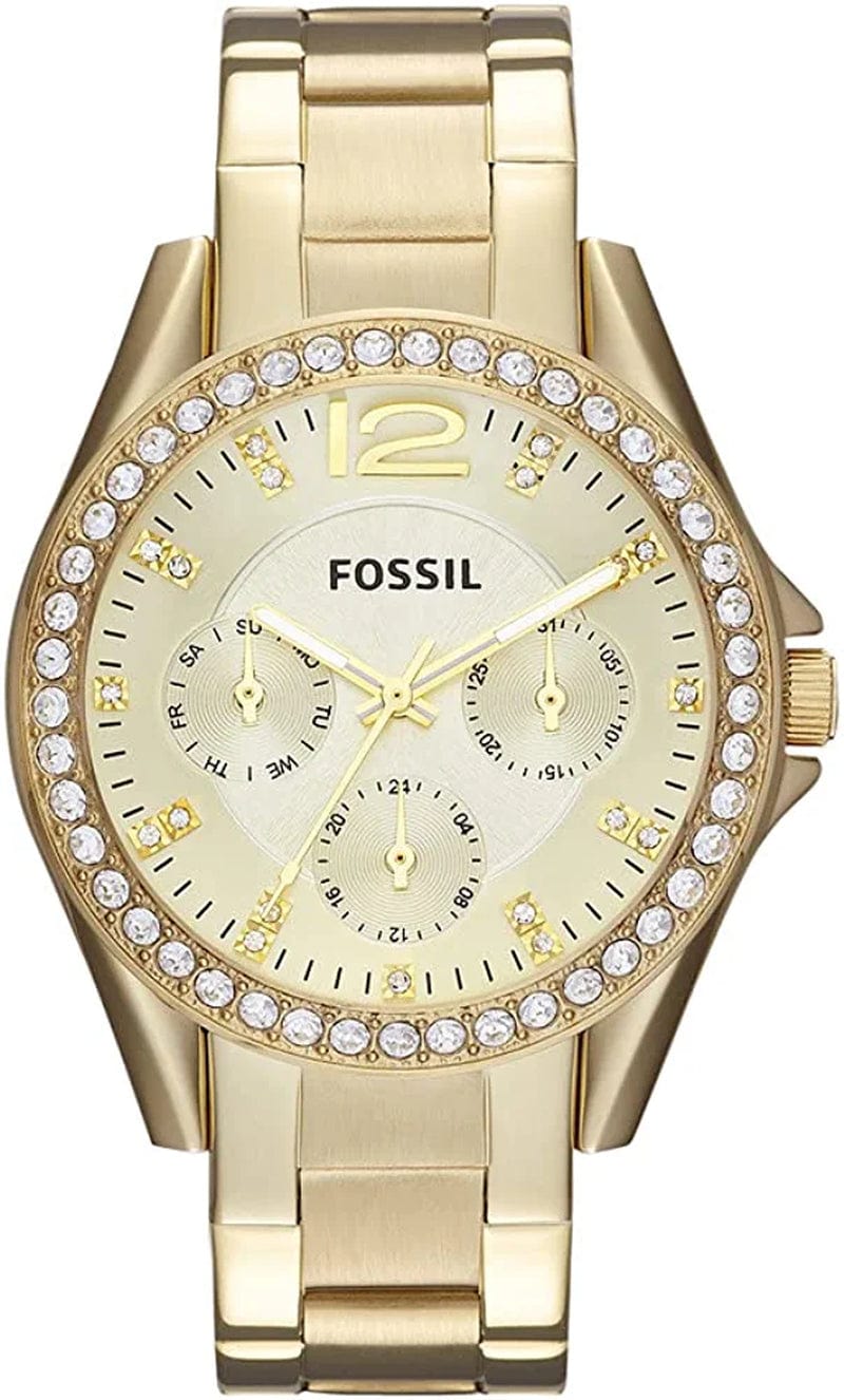 Women'S Riley Stainless Steel Crystal-Accented Multifunction Quartz Watch Gold