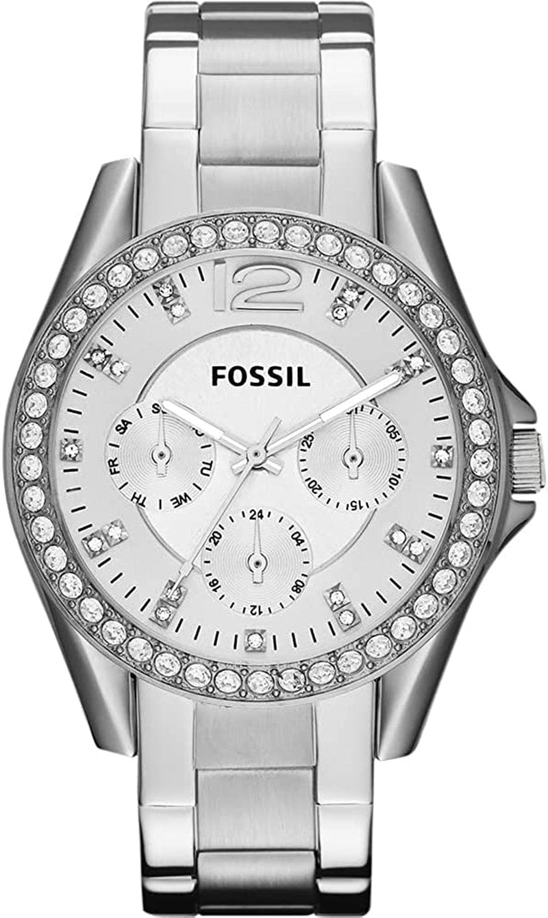 Women'S Riley Stainless Steel Crystal-Accented Multifunction Quartz Watch Silver