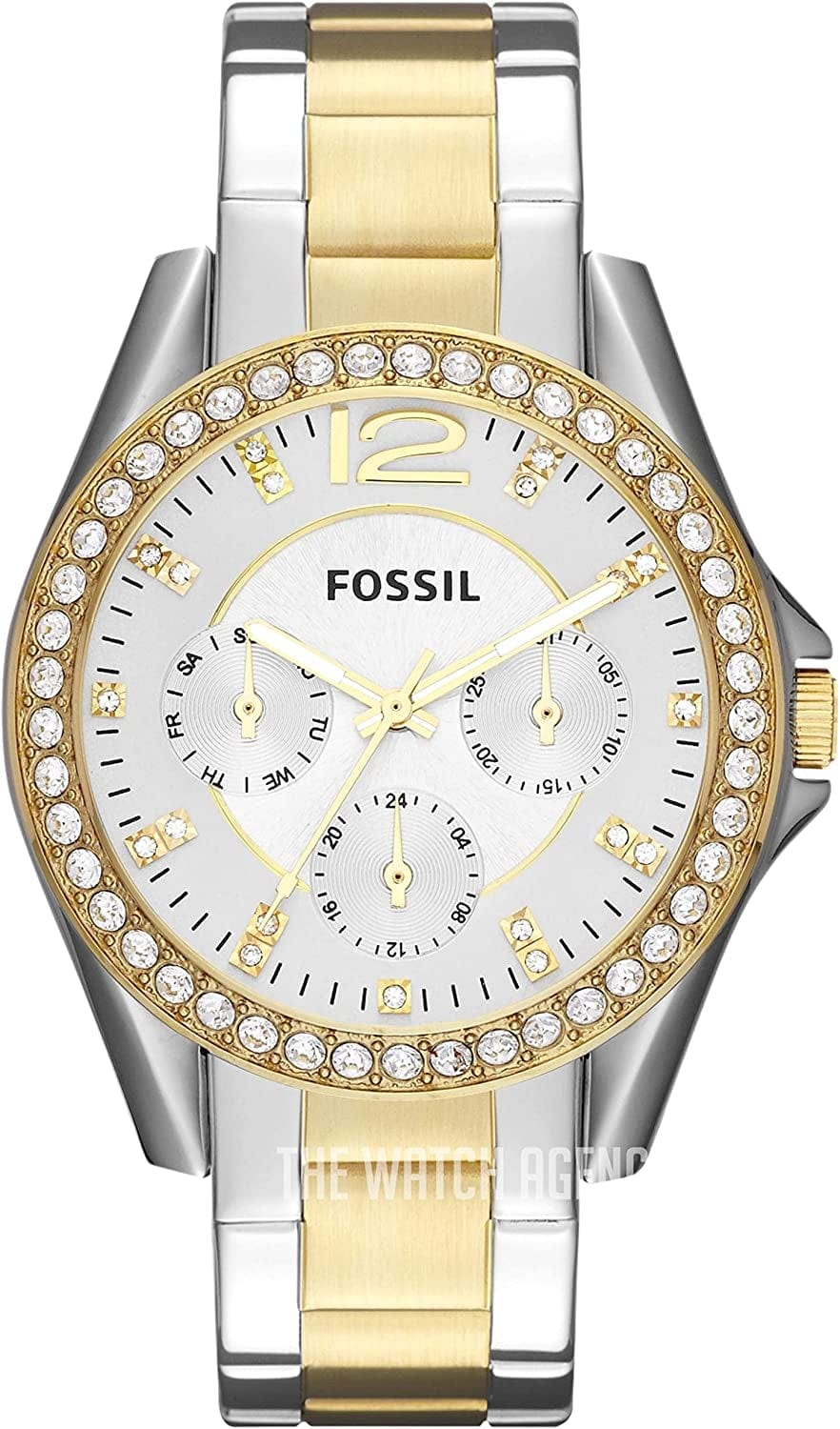 Women'S Riley Stainless Steel Crystal-Accented Multifunction Quartz Watch Two-Tone Silver/Gold