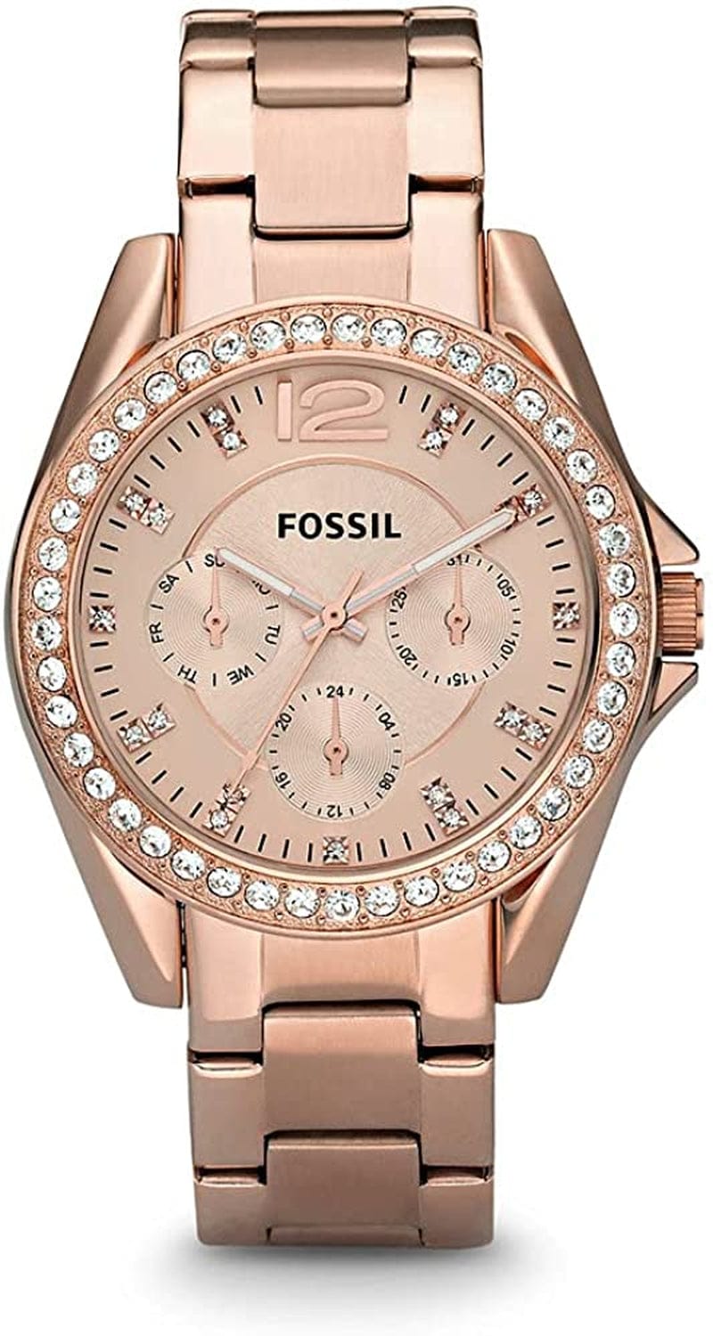 Women'S Riley Stainless Steel Crystal-Accented Multifunction Quartz Watch Rose Gold
