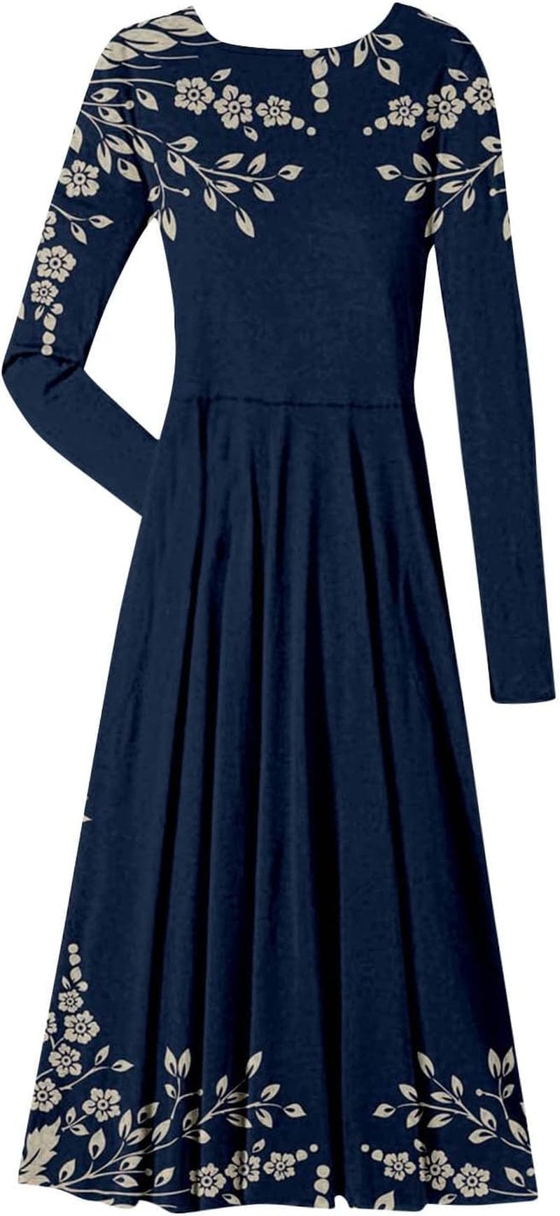 Women'S ’S Fall Dresses Fashion Casual Printed round Neck Pullover Long Sleeve Dress Formal, S-2XL