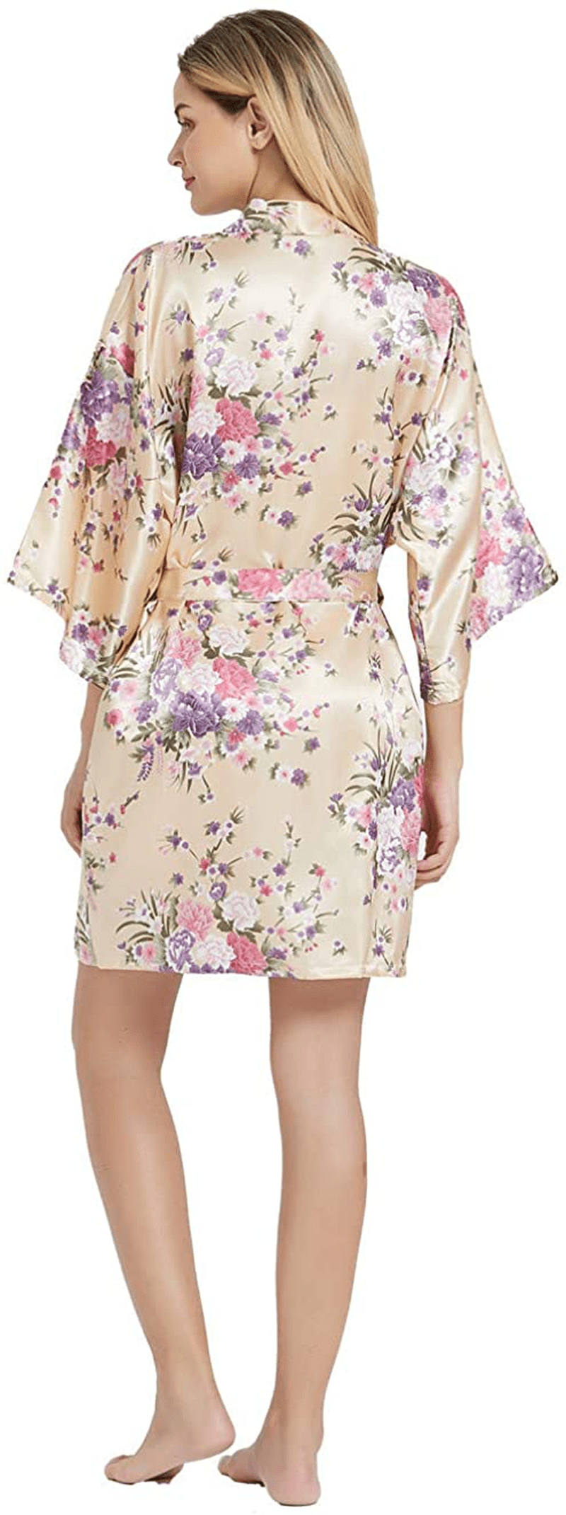 Women'S Satin Robes Floral Bridesmaid Robes Short Silk Kimonos Sleepwear Apparel & Accessories > Clothing > Sleepwear & Loungewear > Robes V Vaborous