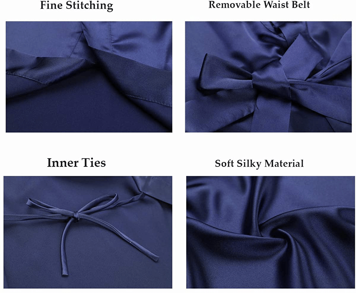 Women'S Satin Short Kimono Robe Solid Color Bridesmaid Robes Silky Bathrobe for Wedding Party Apparel & Accessories > Clothing > Sleepwear & Loungewear > Robes CostumeDeals