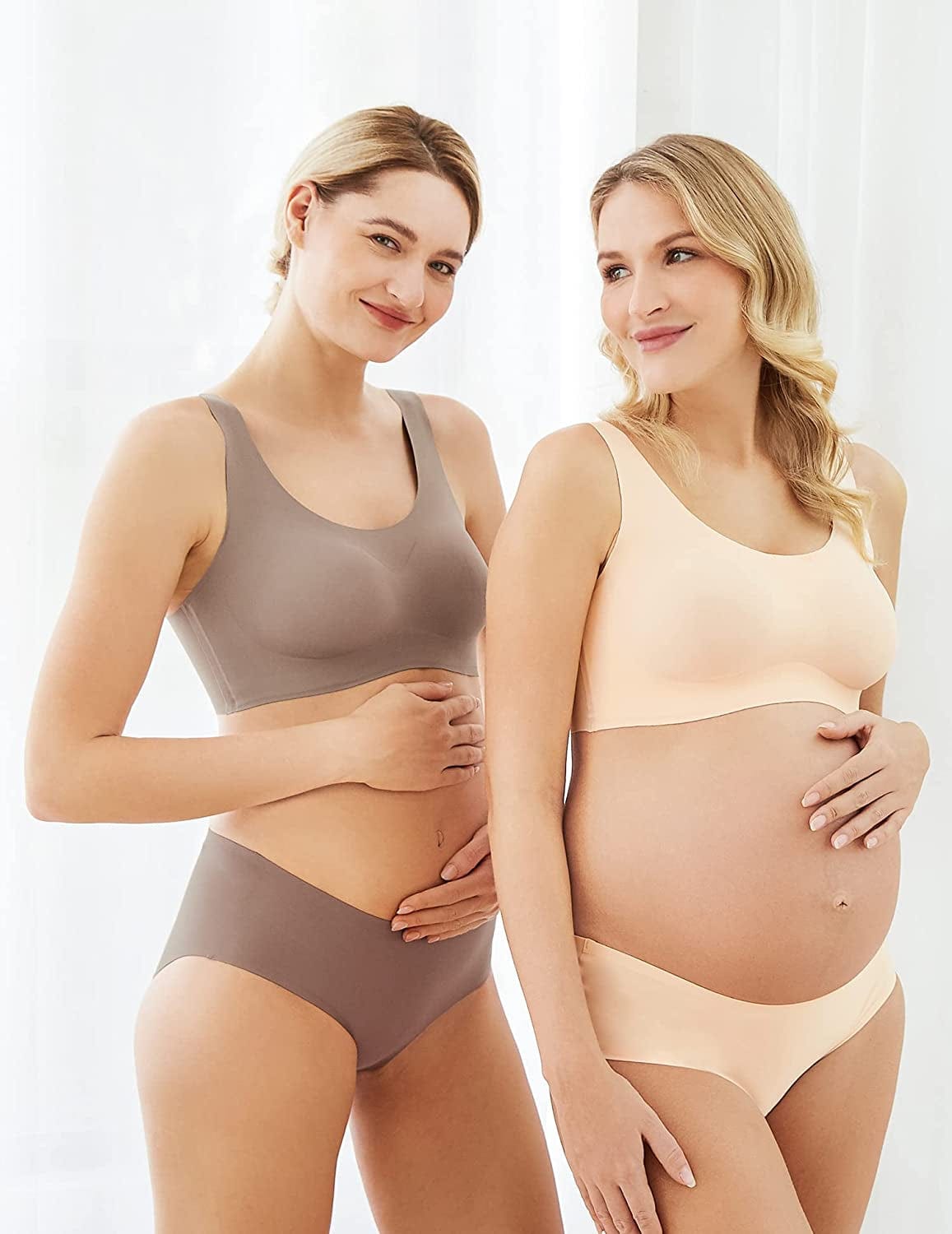 Women'S Seamless Bra Ultra Comfort Soft Support Sleep Daily Leisure Invisible Bralette Wireless with Removable Pad Beige