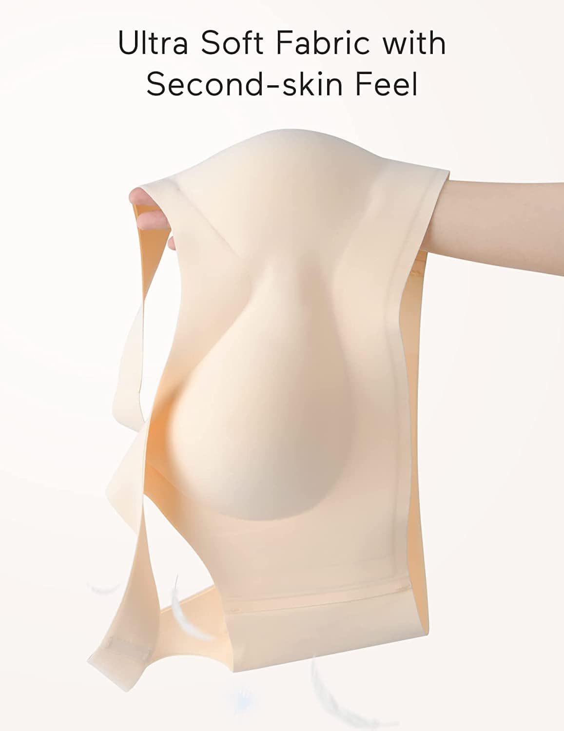 Women'S Seamless Bra Ultra Comfort Soft Support Sleep Daily Leisure Invisible Bralette Wireless with Removable Pad Beige