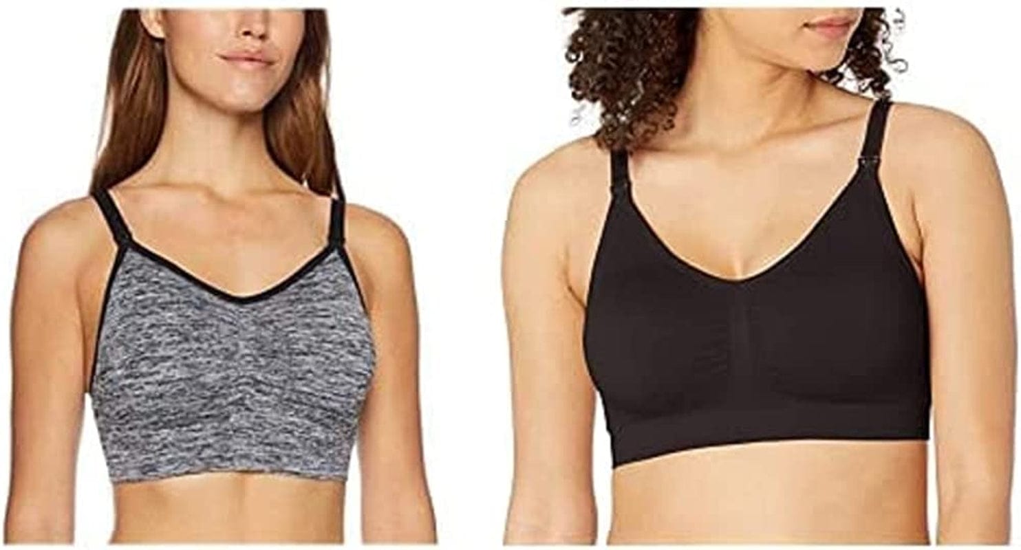 Women’S Seamless Clip down Nursing Bra Black/Grey Space Dye 2 Pack / Large / Full Busted 2 PK