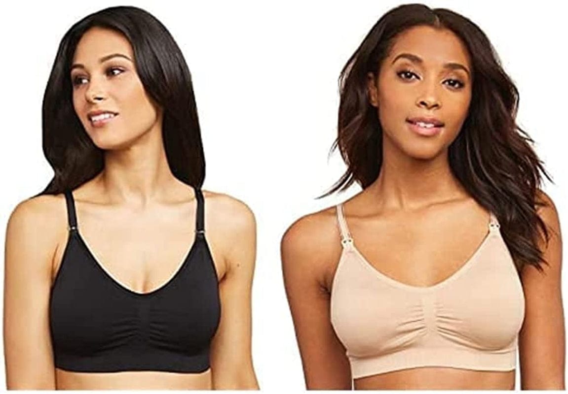 Women’S Seamless Clip down Nursing Bra Black/Nude 2 Pack / Medium / Average Busted 2 PK