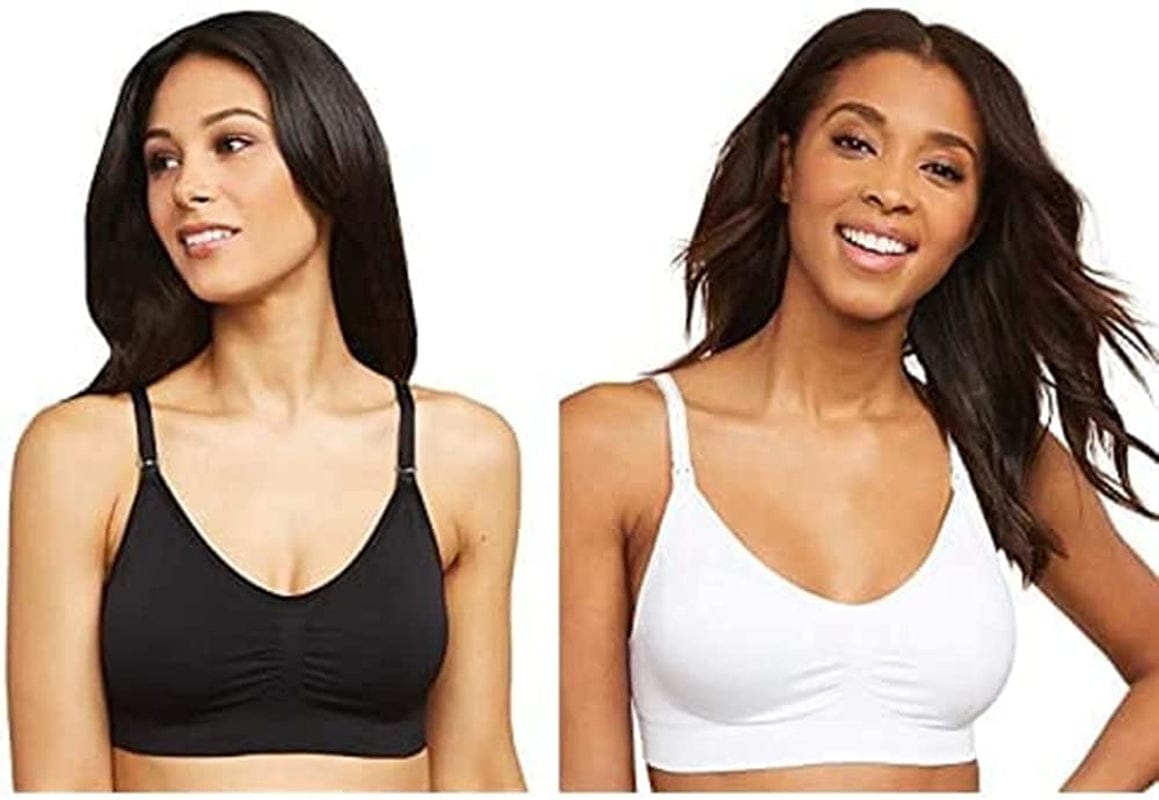 Women’S Seamless Clip down Nursing Bra Black/White 2 Pack / Medium / Average Busted 2 PK