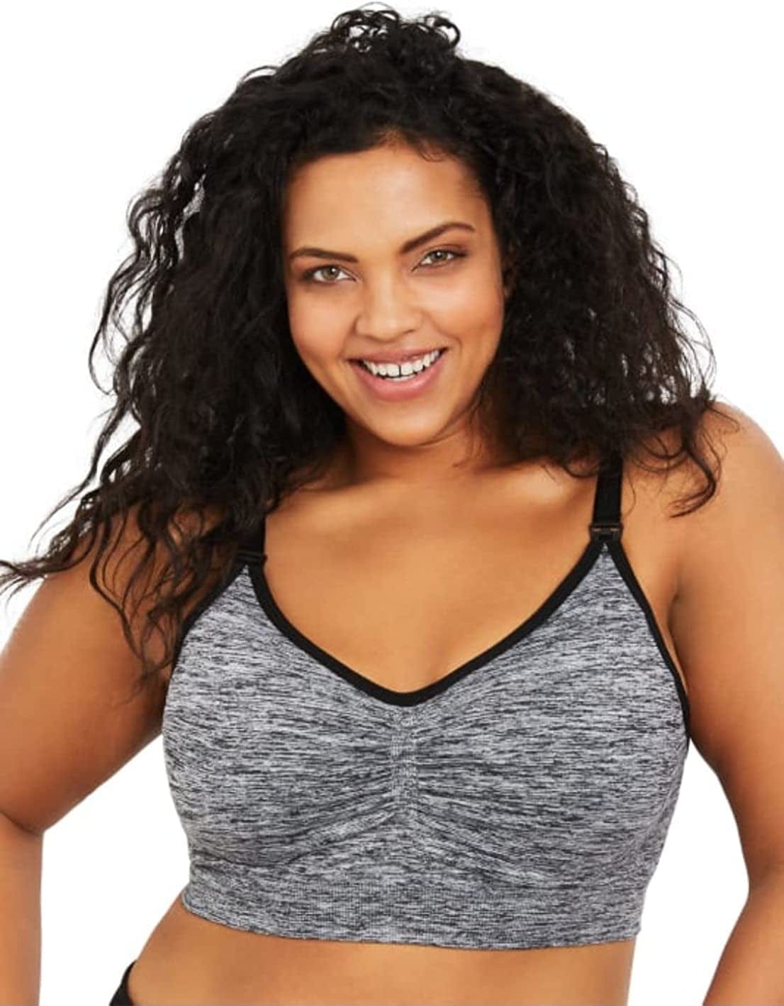 Women’S Seamless Clip down Nursing Bra Grey Space Dye / 1X / Plus-Size