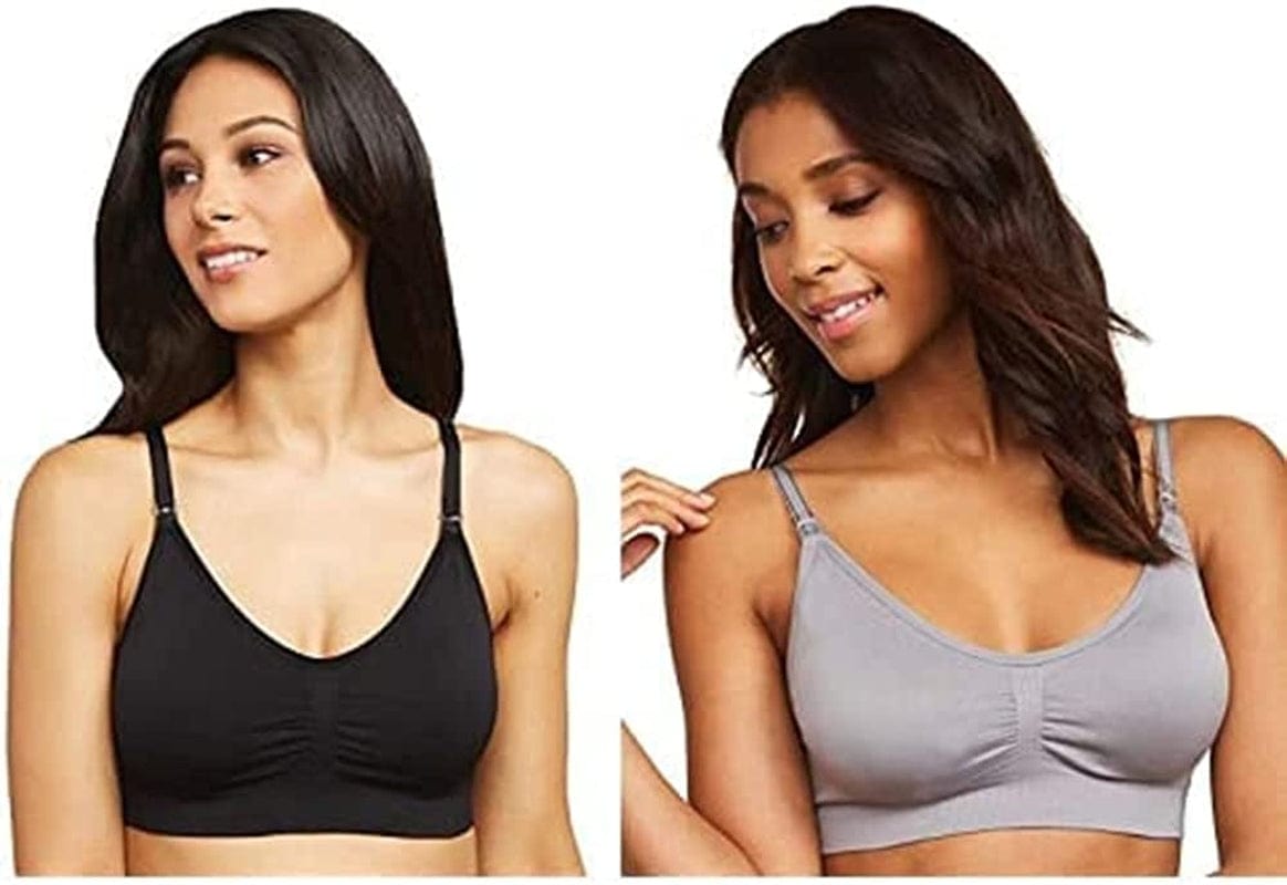Women’S Seamless Clip down Nursing Bra Black/Grey 2 Pack / Medium / Average Busted 2 PK