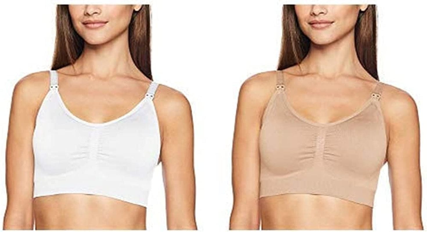 Women’S Seamless Clip down Nursing Bra White/Nude 2 Pack / X-Large / Full Busted 2 PK