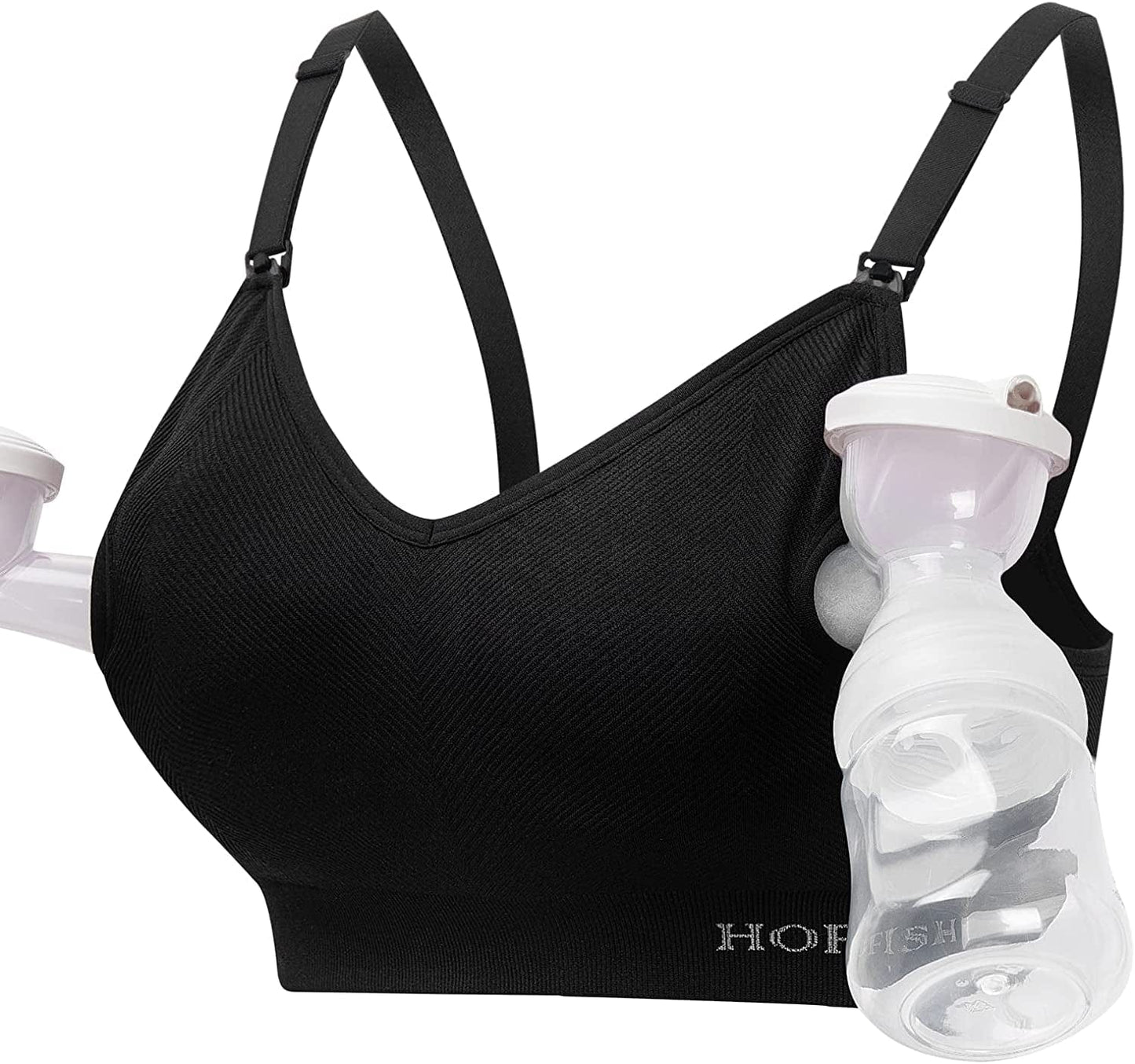 Women'S Seamless Hands Free Pumping Bra Maternity Nursing & Everyday Bras Fits Lansinoh, Philips Avent, Spectra,Etc. Single Pack: Black / X-Large