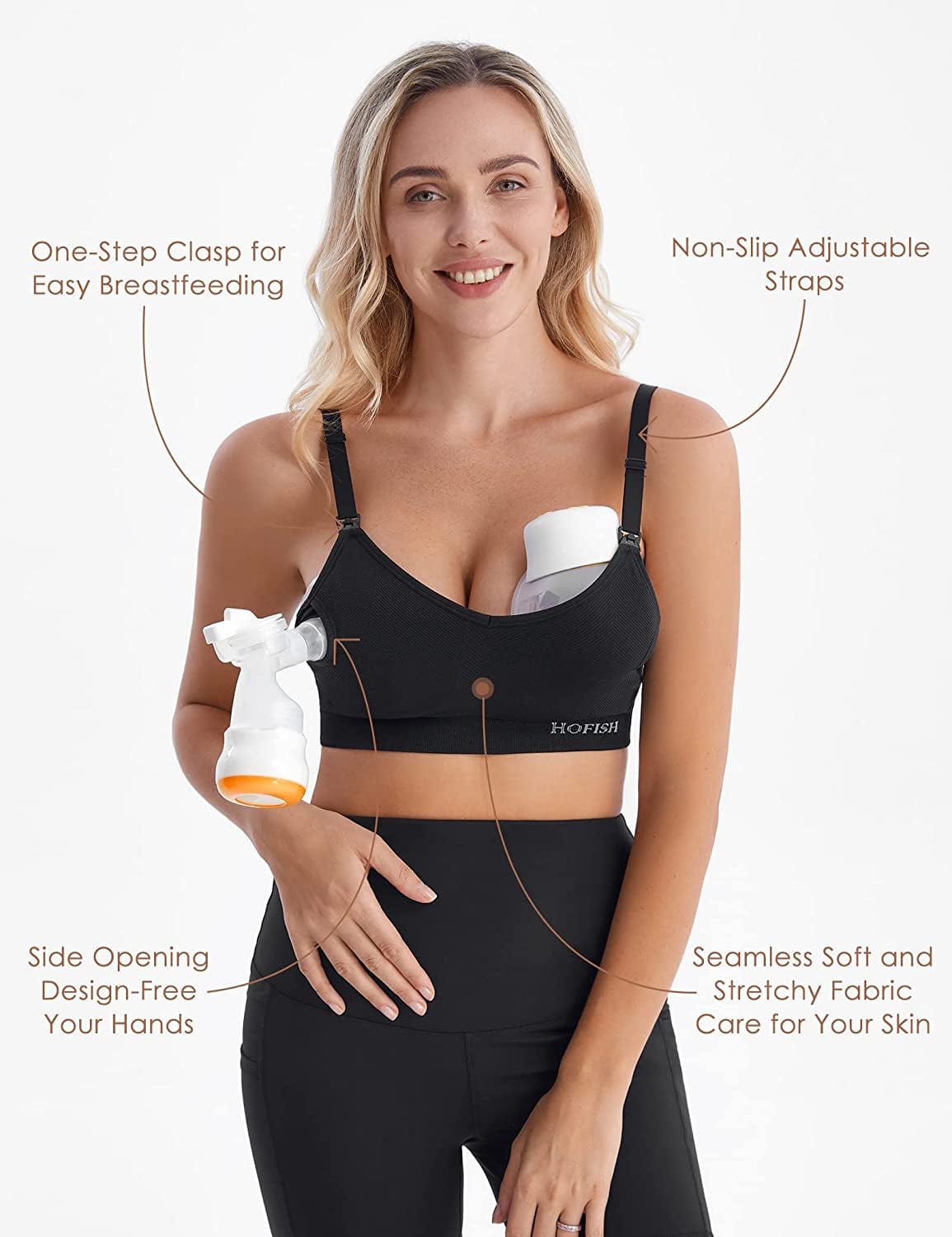 Women'S Seamless Hands Free Pumping Bra Maternity Nursing & Everyday Bras Fits Lansinoh, Philips Avent, Spectra,Etc.