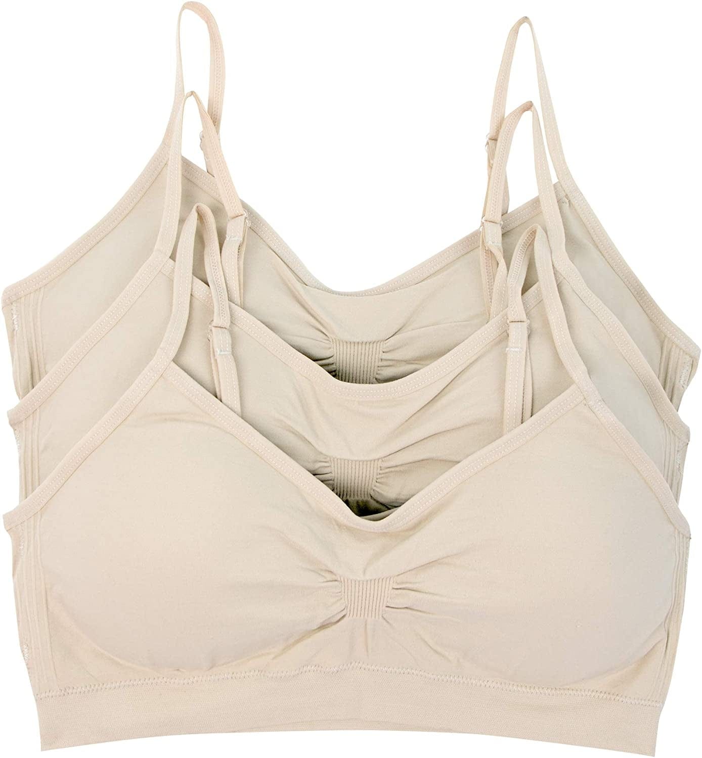 Women'S Seamless Padded Wirefree Comfort Bra Bralette 3 Pack - Nude / Medium