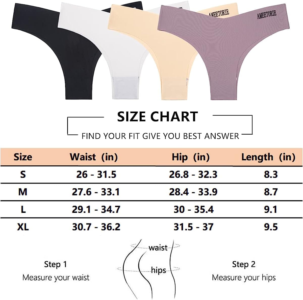 Women'S Seamless Thongs for Women No Show Bikini Panties V Waist Underwear Invisible Soft Stretch Thong Multipacks
